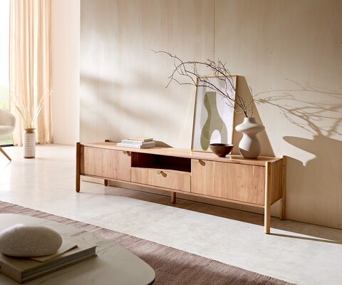Tv-meubel Caius 175 cm acacia aura 2 deuren 1 lade 1 vak