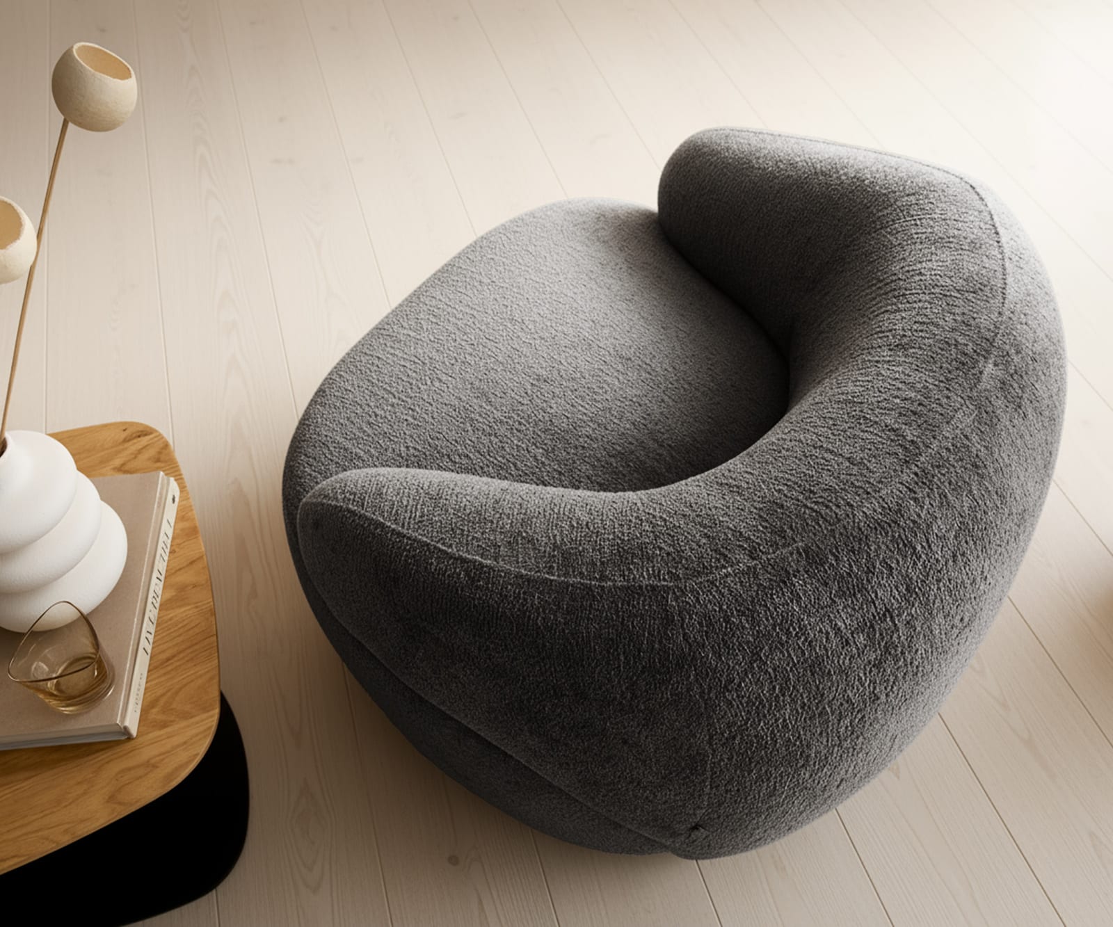 Fauteuil Nova 88x88 cm bouclé Soft Mud 4