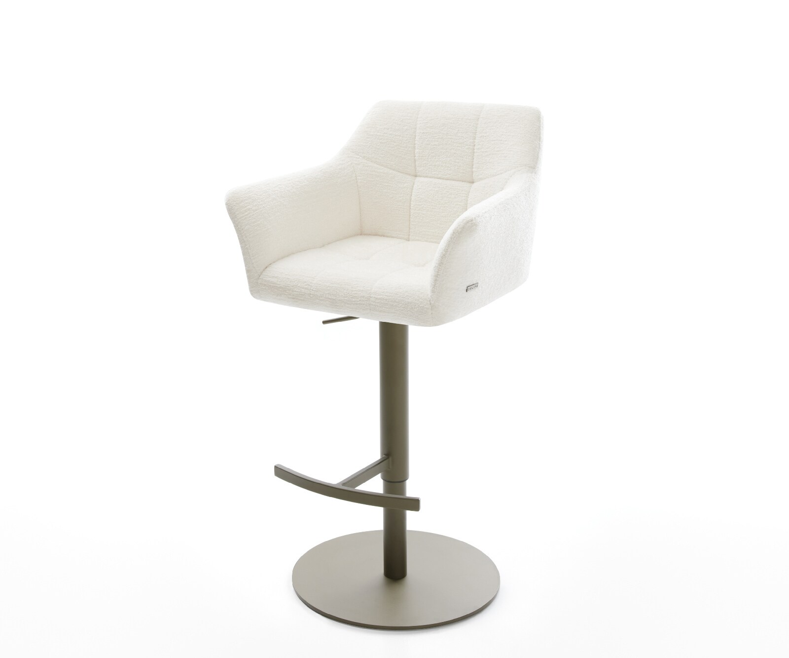 Barstoel Yulo-Flex Bouclé zacht Beige Draaivoet in hoogte verstelbaar Titaankleurig Titaankleurig