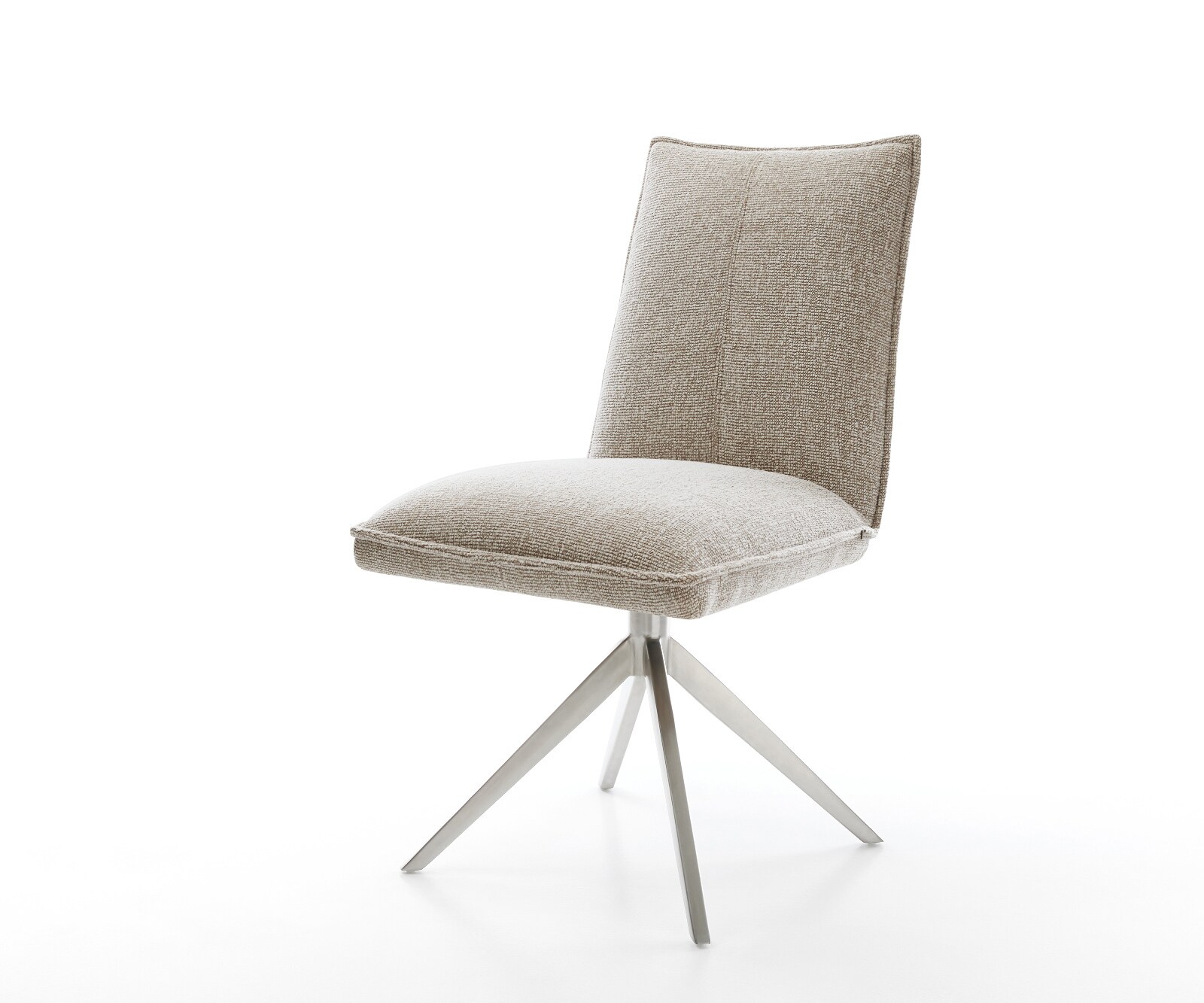 Draaistoel Lelio-Flex geweven stof beige kruisframe breed roestvrij staal 360° draaibaar rocker-functie pocketveer kern 1