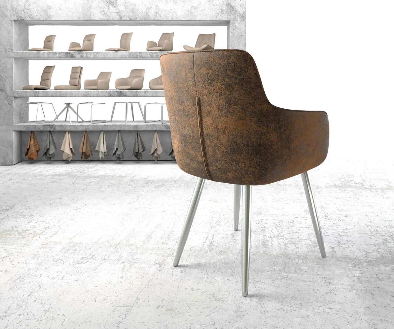 Armleunstoel Pejo-Flex bruin antiek 4-poot conisch roestvrij staal 3 Armleunstoel Pejo-Flex bruin antiek 4-poot conisch roestvrij staal 3