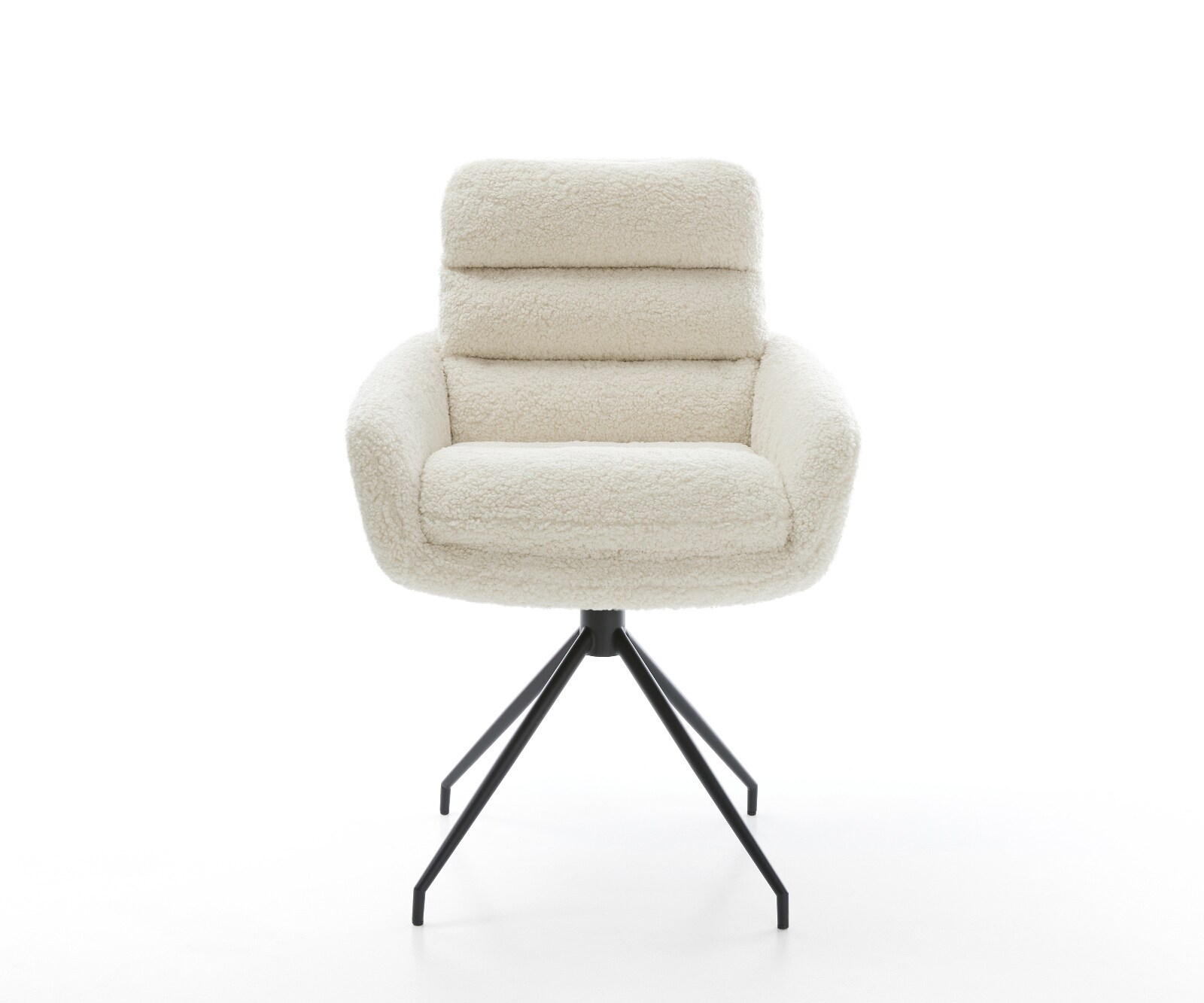 Eetkamerstoel Abelia-Flex met armleuning teddy beige kruisframe conisch zwart 2