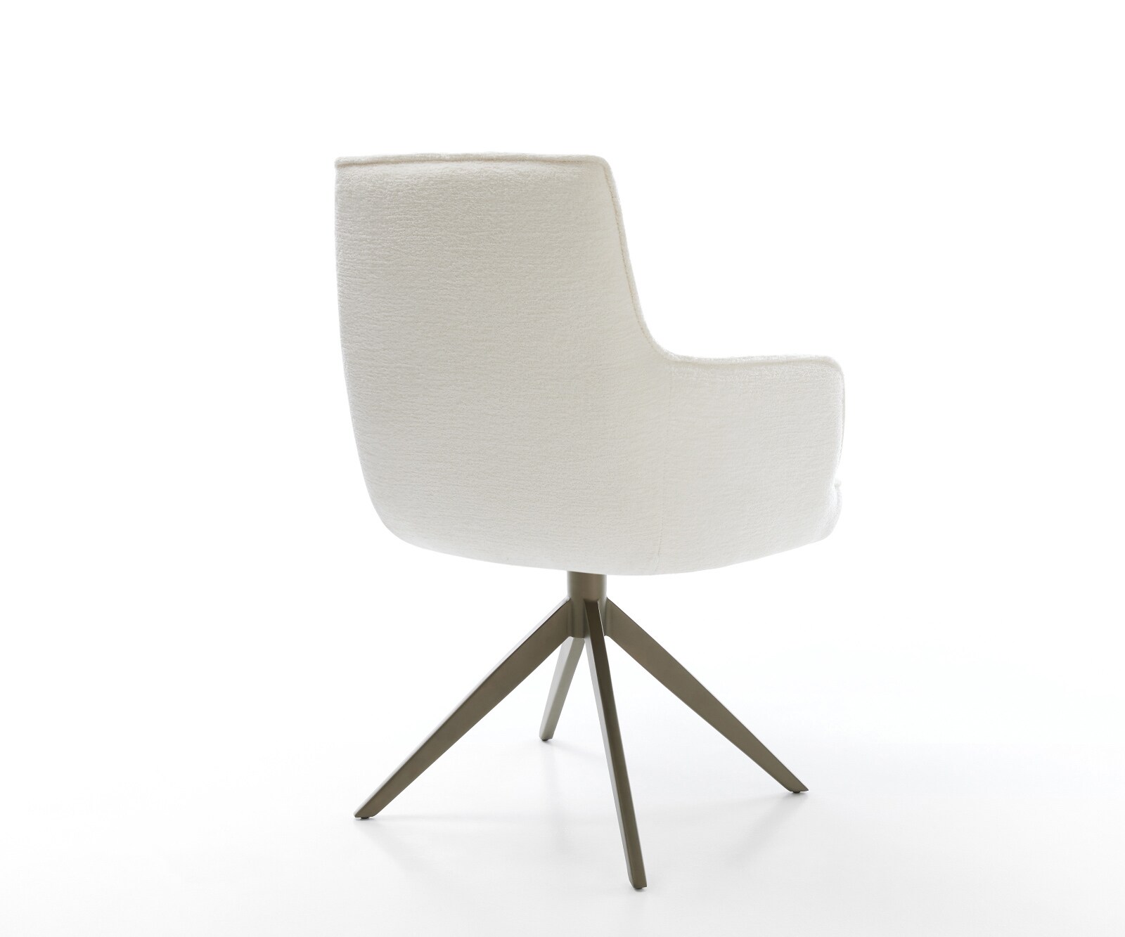 Draaistoel Heira-Flex met armleuning bouclé zacht beige kruisframe breed afwerking met titanium 360° draaibaar rocker-functie pocketveer kern 5