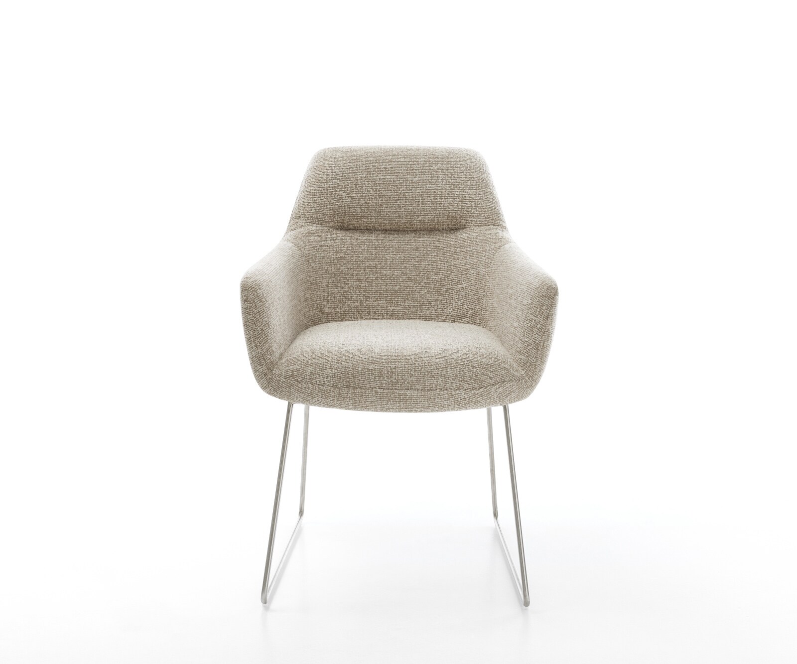 Eetkamerstoel Pejo-Flex geweven stof beige slipframe roestvrij staal pocketveer kern 2