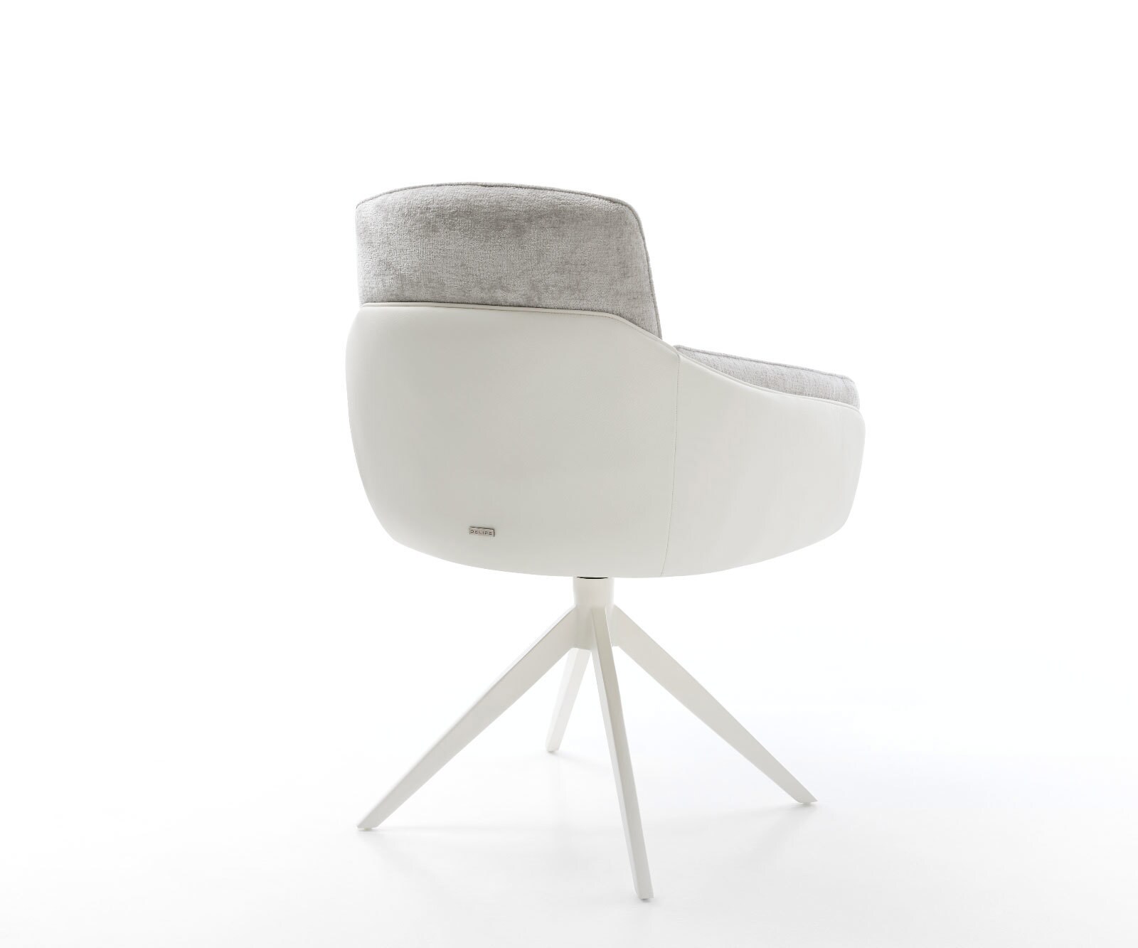 Draaistoel Luan-Flex met armleuning materiaalmix echt leer wit-zilver grijs kruisframe breed wit 360° draaibaar rocker-functie 4 Draaistoel Luan-Flex met armleuning materiaalmix echt leer wit-zilver grijs kruisframe breed wit 360° draaibaar rocker-functie 4