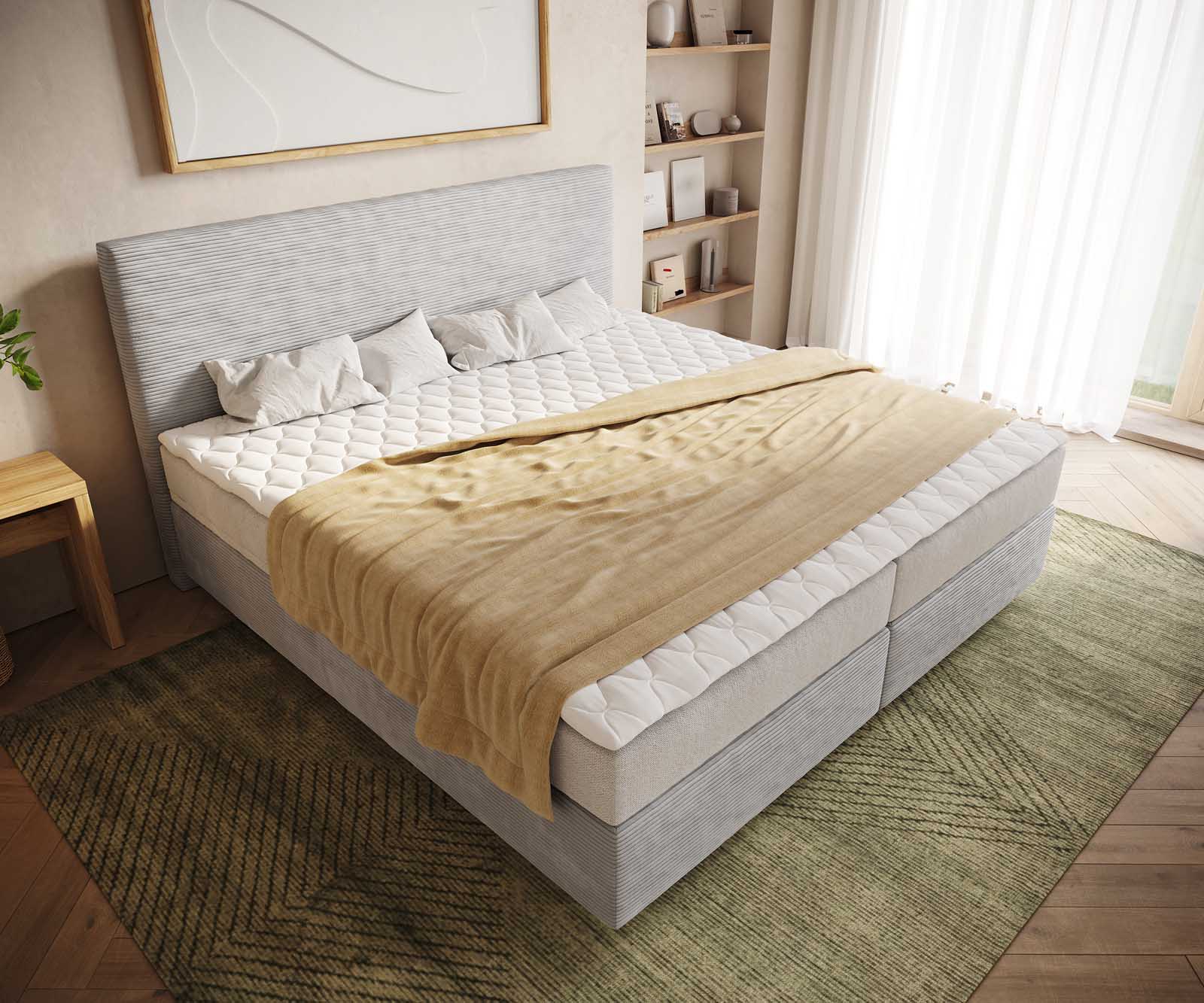 Boxspring bed Dream-Well Koord zilvergrijs 200x200 cm met pocketveringmatras en Visco-topper 4