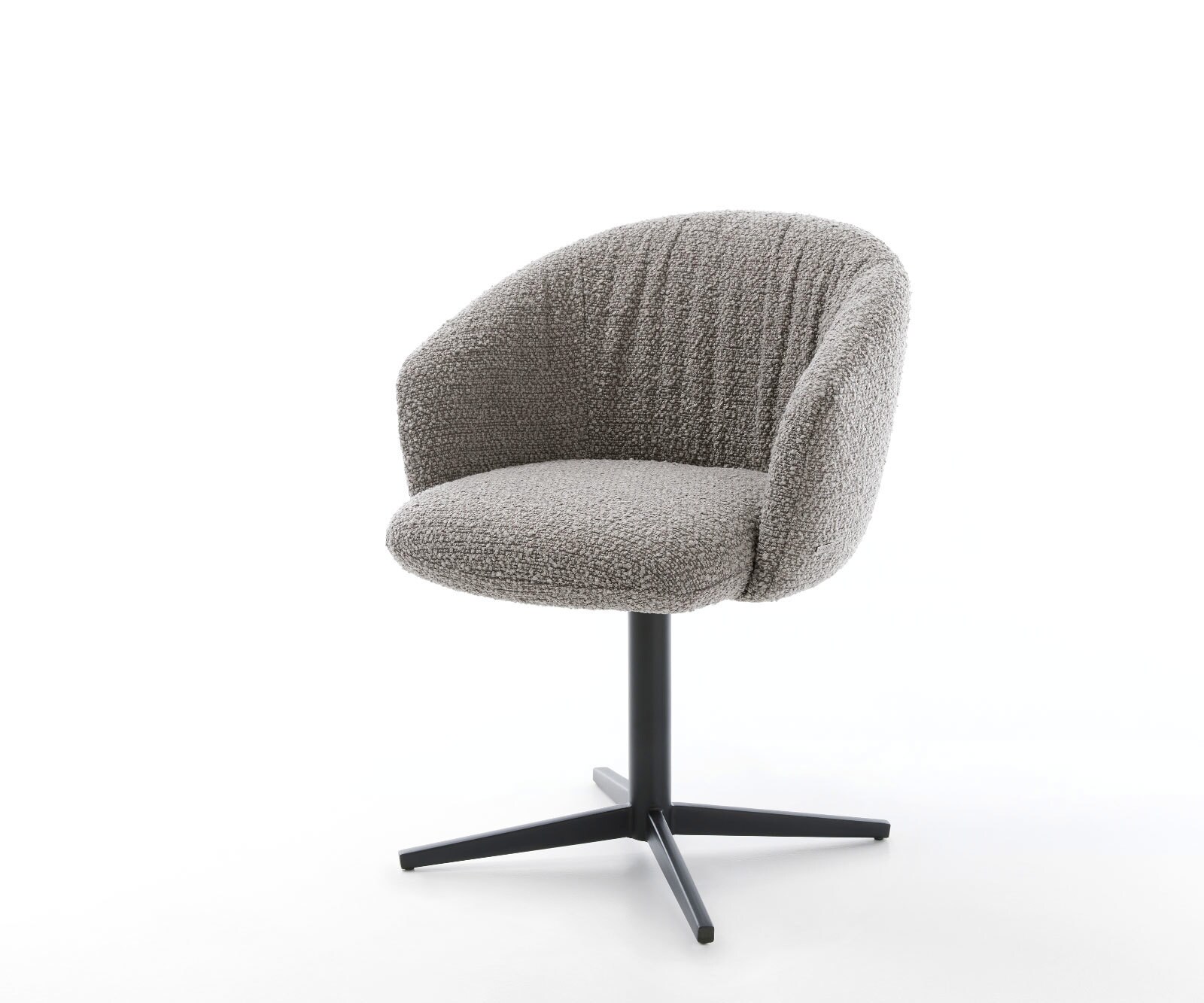 Draaistoel Caja-Flex met armleuning bouclé zilver grijs kruispoot zwart 360° draaibaar pocketveer kern 1