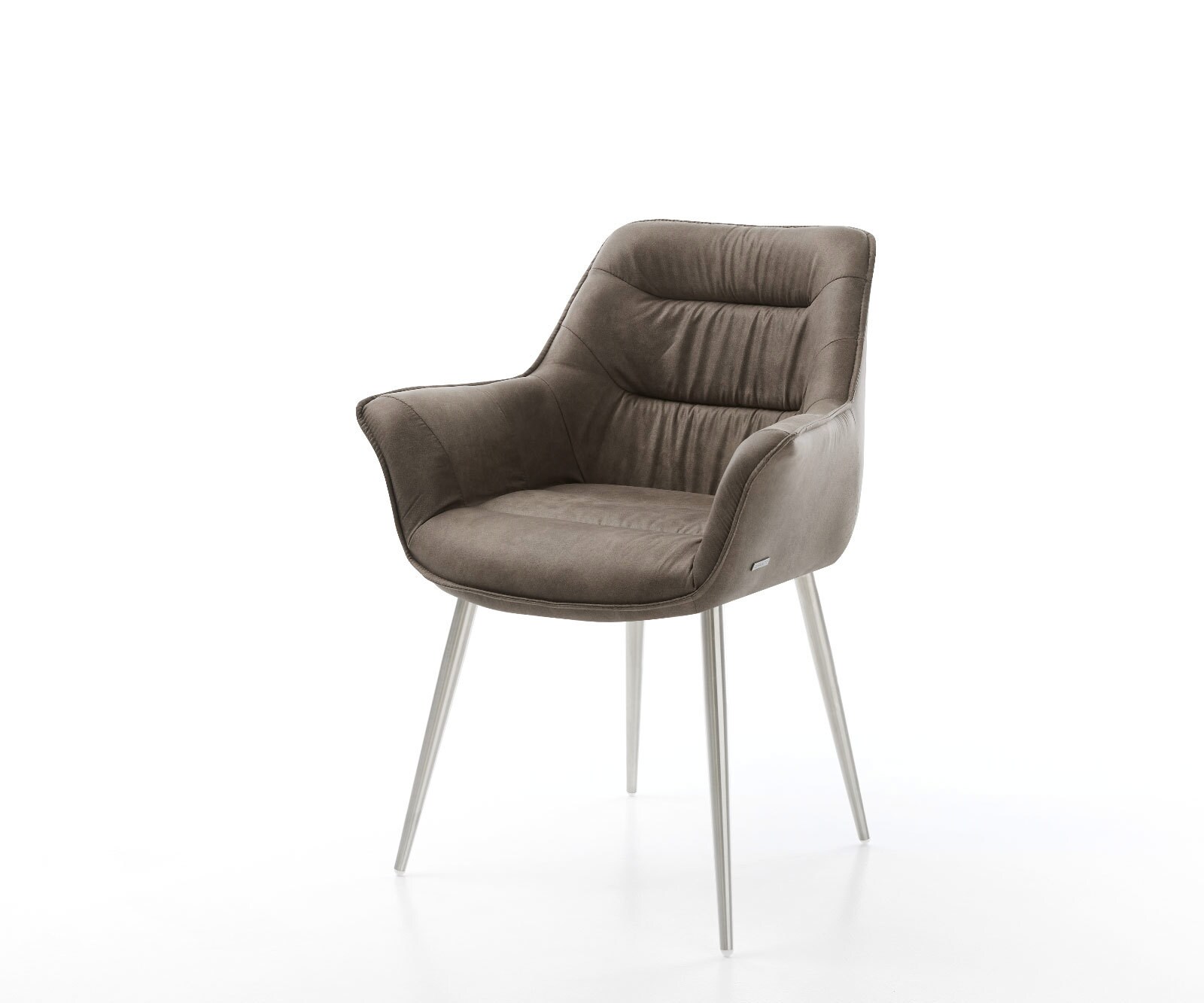 Eetkamerstoel Kaira-Flex microvelours taupe vintage 4-poot conisch roestvrij staal