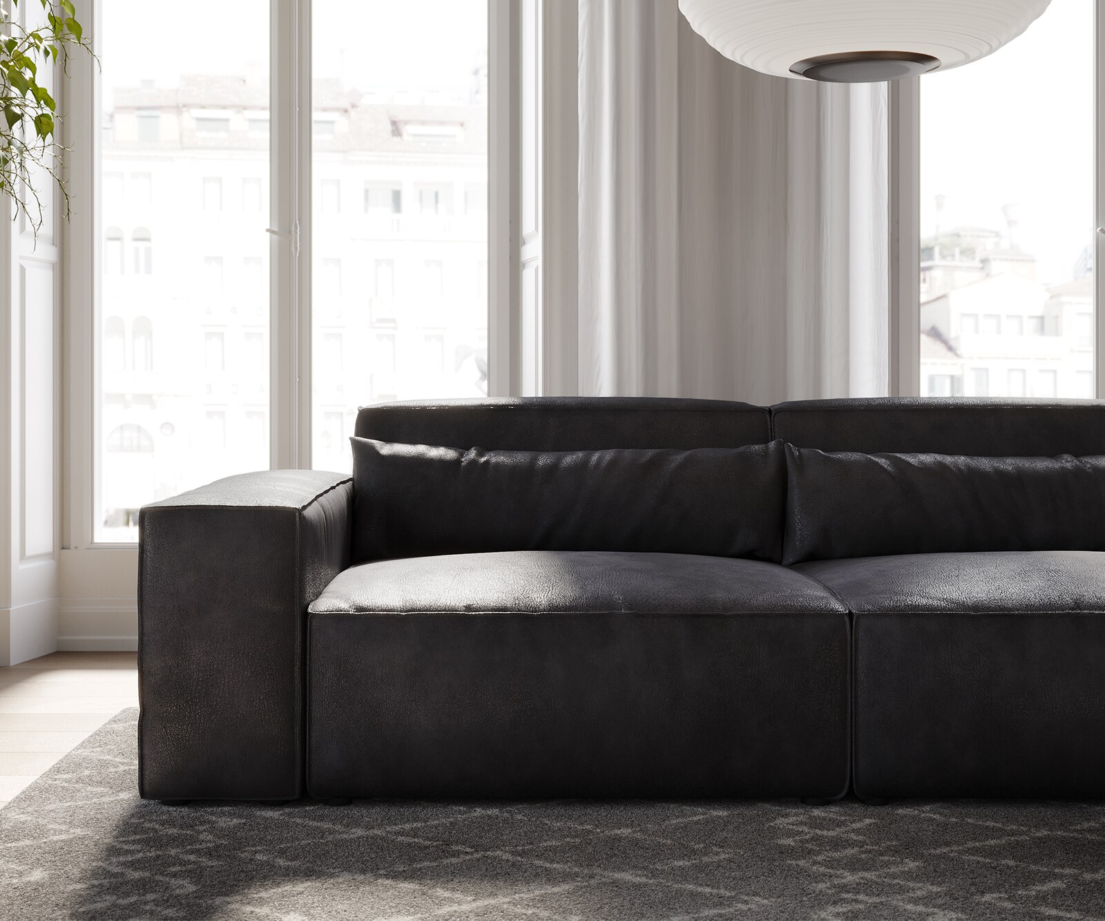 Grote bank Sirpio 230x95 cm Vintage kunstleer antraciet 4 Grote bank Sirpio 230x95 cm Vintage kunstleer antraciet 4