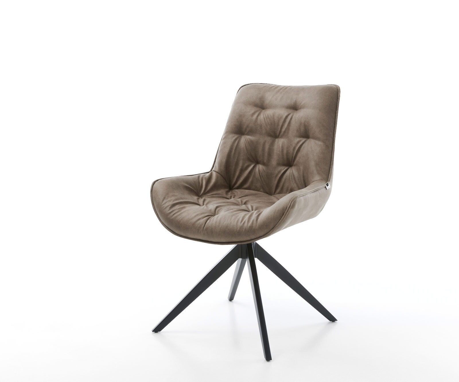 Eetkamerstoel Taimi-Flex microvelours taupe vintage kruisframe breed zwart