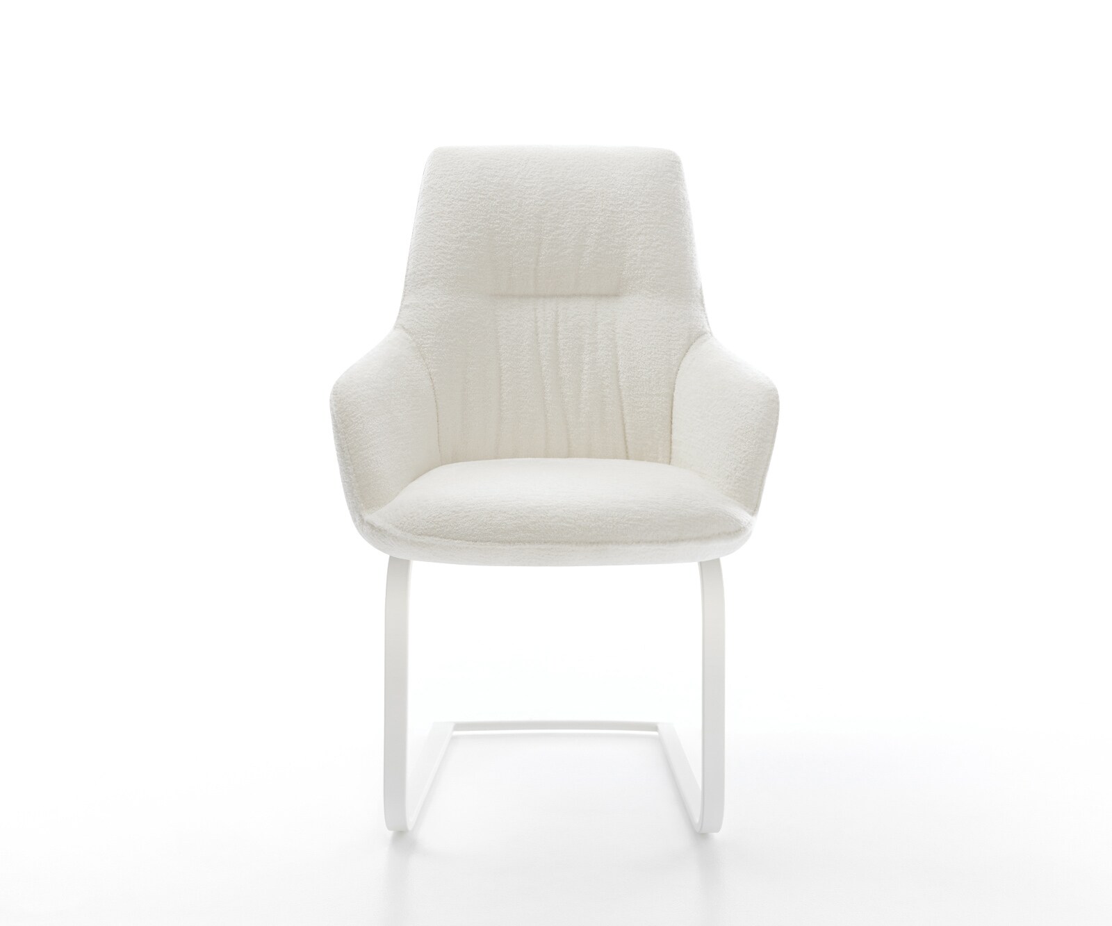 Sledemodel Zelia-Flex met armleuning bouclé zacht beige sledemodel vlak wit pocketveer kern 1