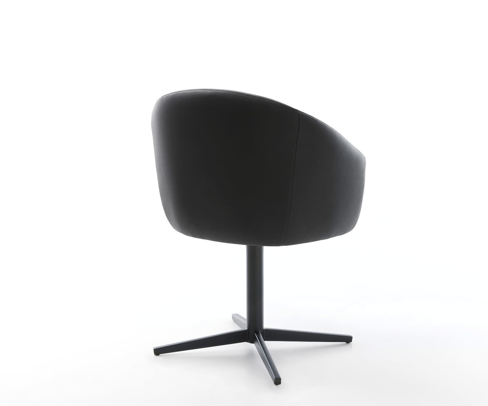 Draaistoel Caja-Flex met armleuning echt leer zwart kruispoot zwart 360° draaibaar pocketveer kern 4