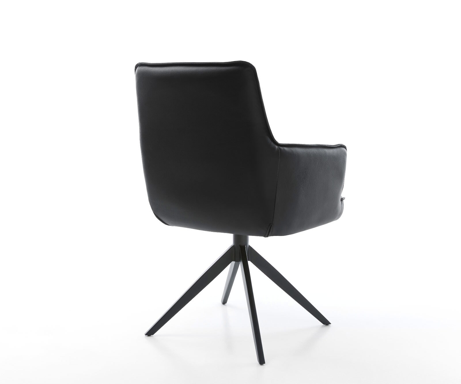 Draaistoel Heira-Flex met armleuning echt leer zwart kruisframe breed zwart 360° draaibaar rocker-functie pocketveer kern 4