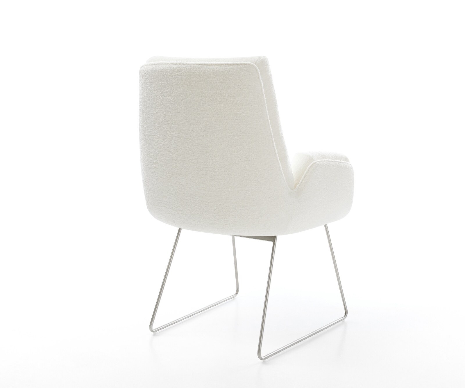 Eetkamerstoel Clea-Flex bouclé zacht beige slipframe roestvrij staal pocketveer kern 5