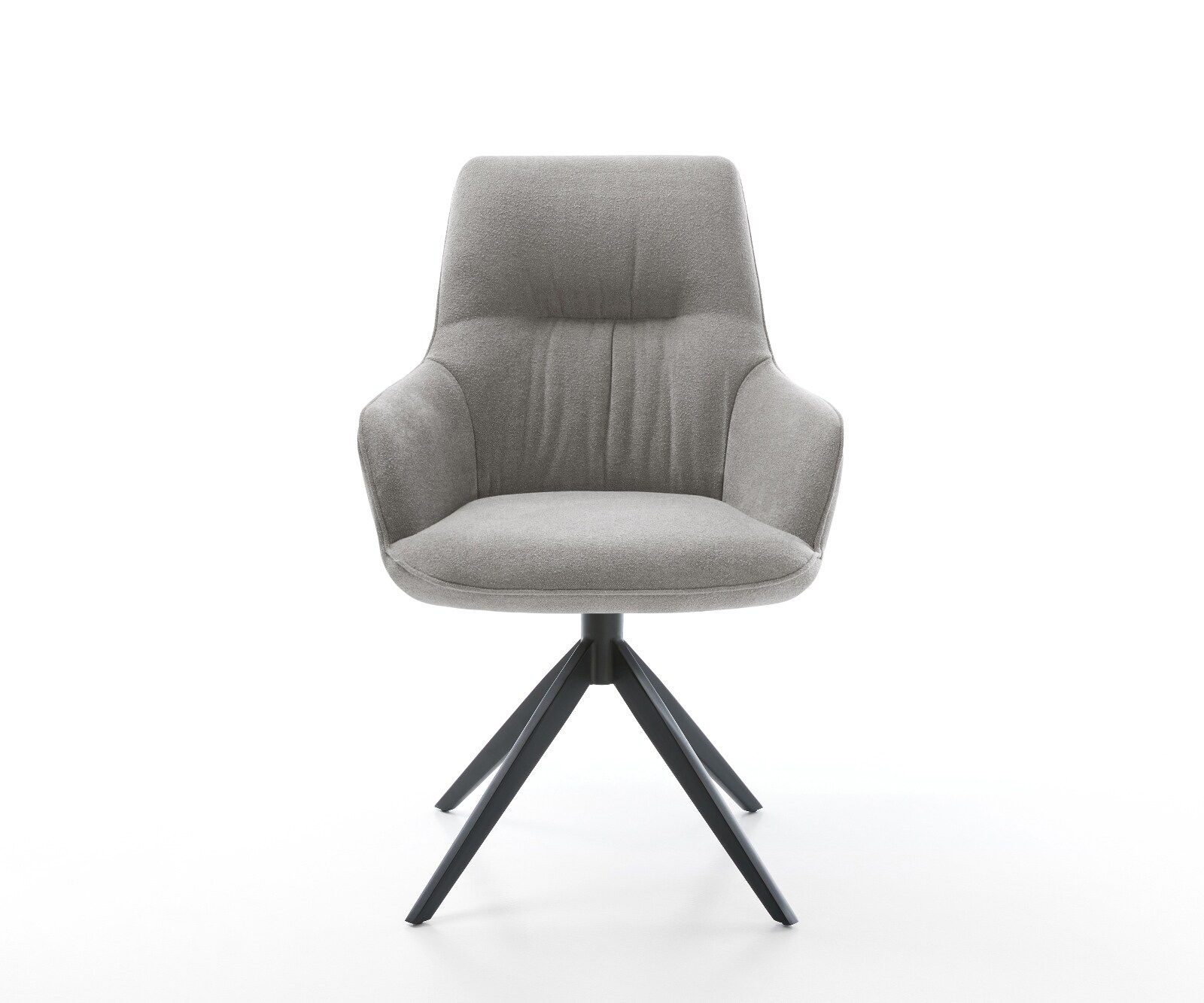 Draaistoel Zelia-Flex met armleuning zachte stof met structuur grijs kruisframe breed zwart 360° draaibaar rocker-functie pocketveer kern 1