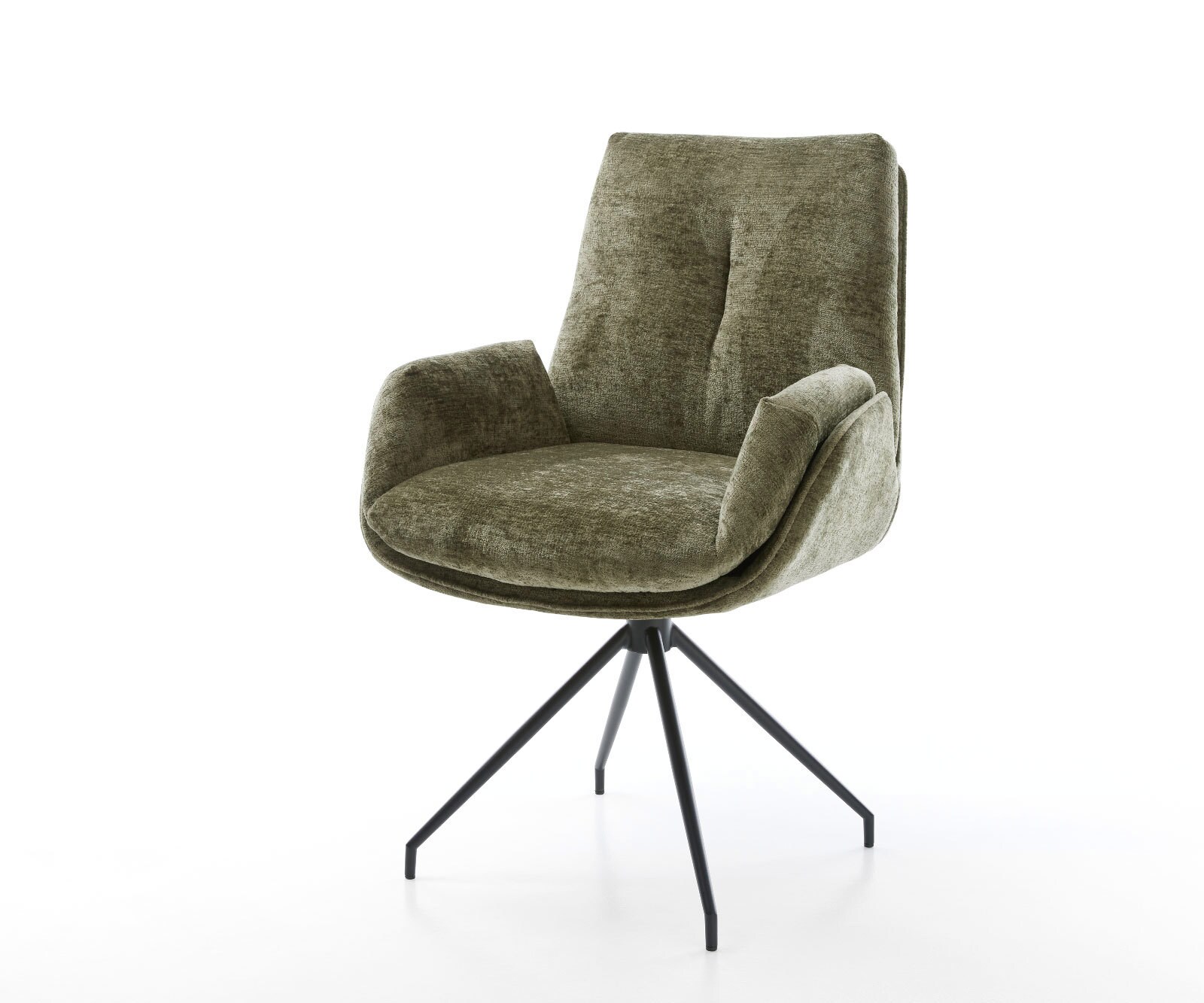 Draaistoel Clea-Flex chenille olijfgroen kruisframe conisch zwart 180° draaibaar
