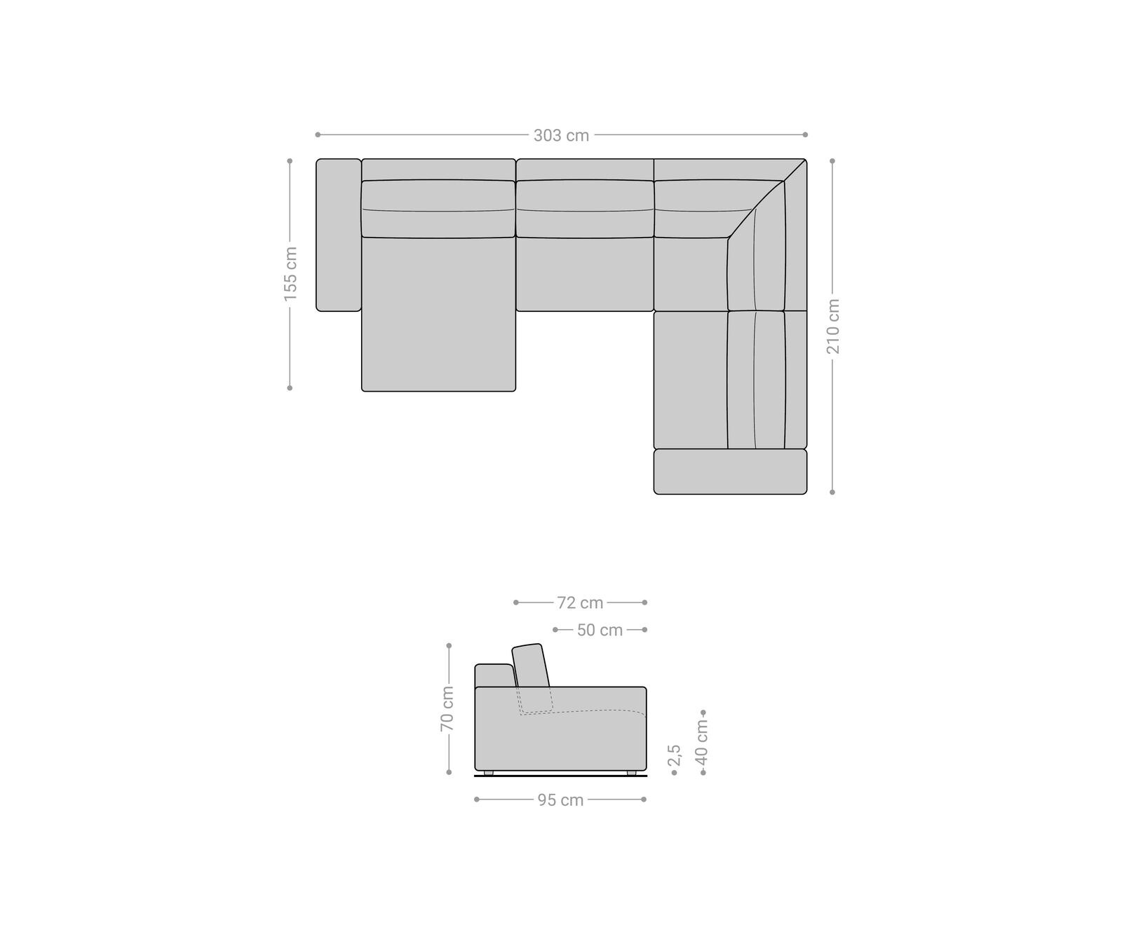 Woonlandschap Lanzo 300x210 cm microvezel zwart met variabele recamière 5