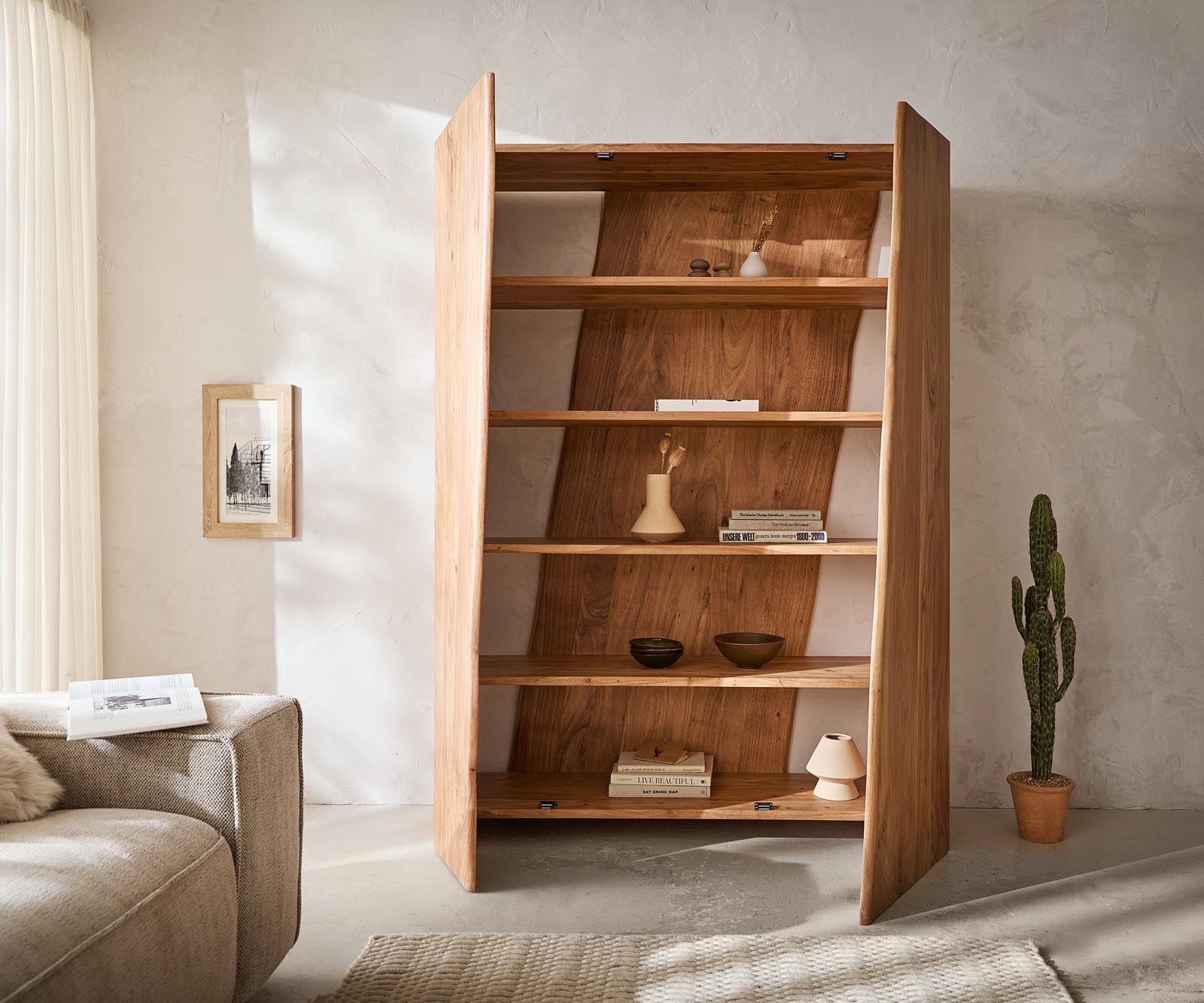Kast Live-Edge 140x195 cm Acacia Natuur 2 deuren 3