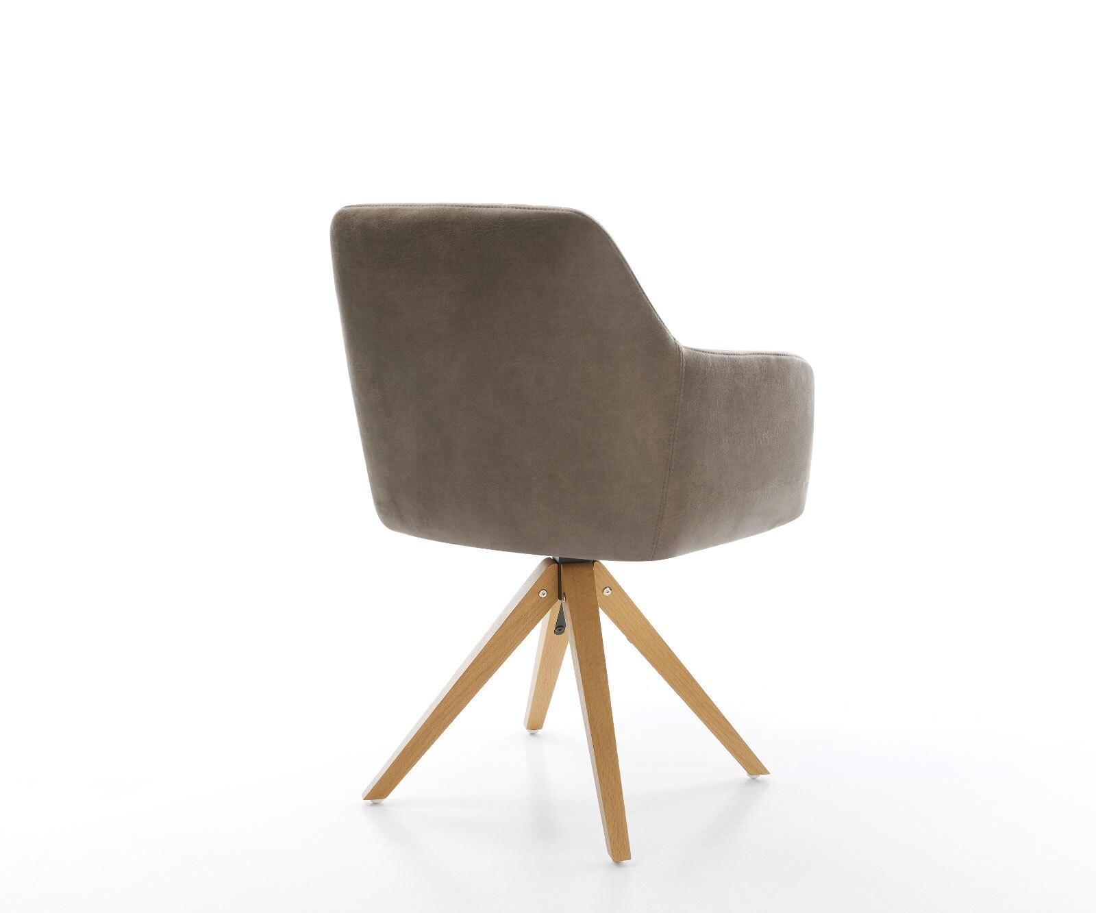 Eetkamerstoel Greg-Flex microvelours taupe vintage houten frame hoekig natuur pocketveer kern 4