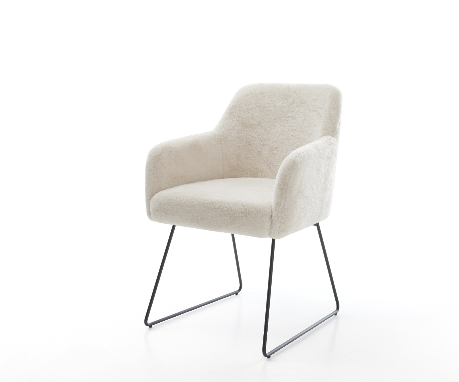 Eetkamerstoel Greg-Flex pluchen crème-wit slipframe zwart pocketveer kern 1