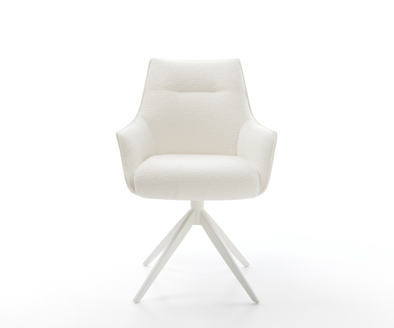 Draaistoel Alja-Flex met armleuning bouclé zacht beige kruisframe breed wit 360° draaibaar rocker-functie pocketveer kern 1