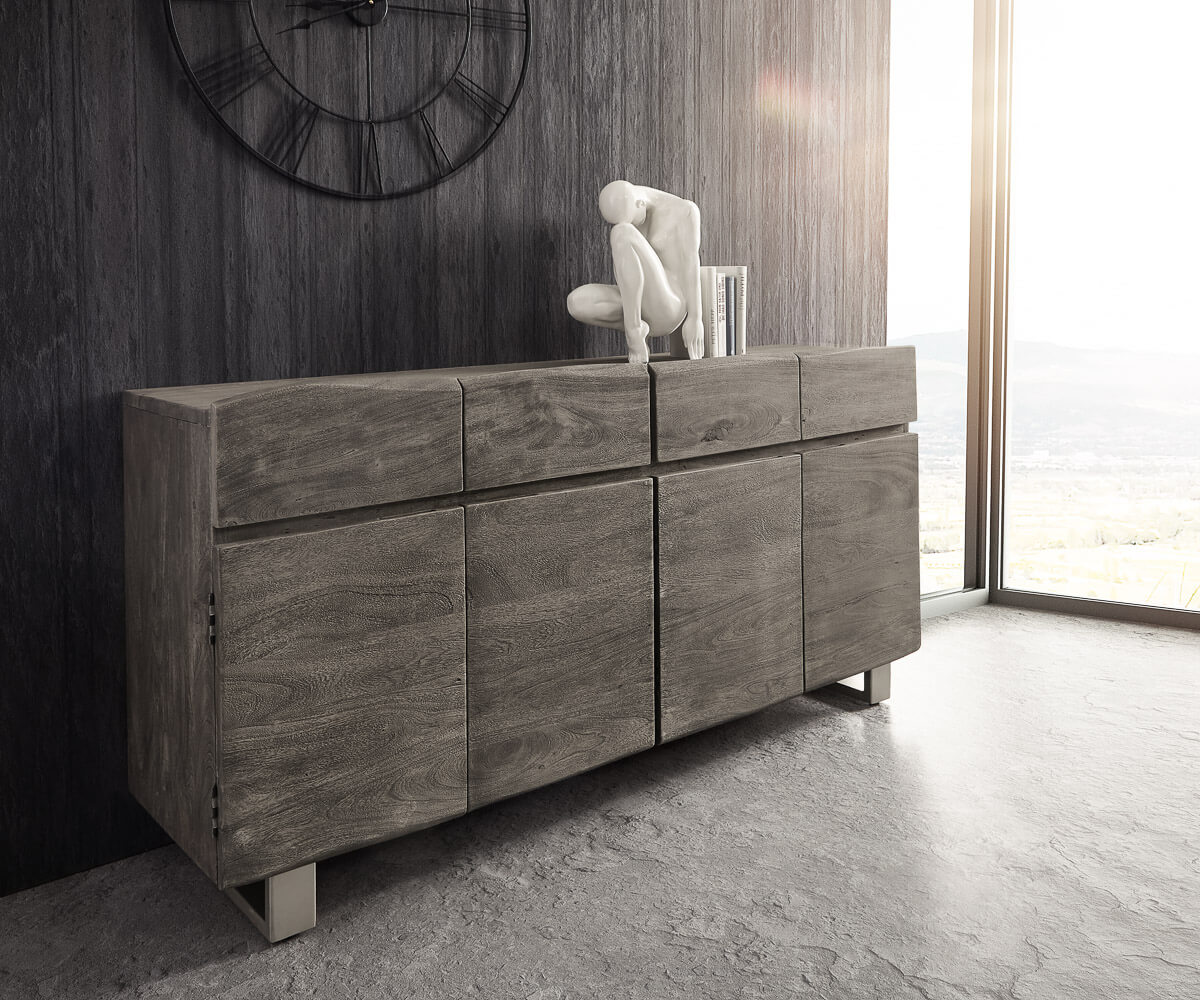 Dressoir Live-Edge 172 cm acacia platina 4 deuren 4 laden 1