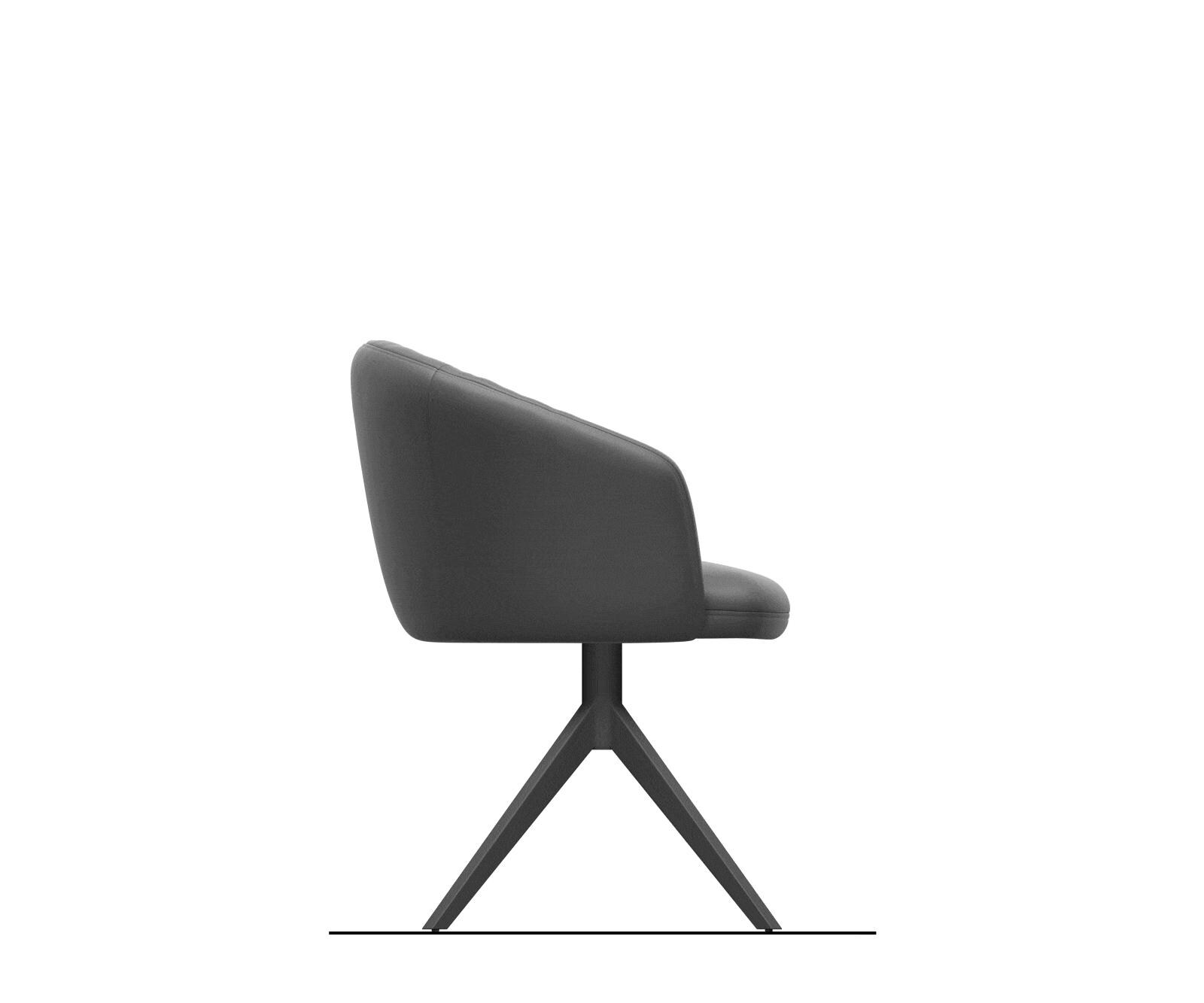 Draaistoel Caja-Flex met armleuning bouclé zilver grijs kruisframe breed roestvrij staal 360° draaibaar rocker-functie pocketveer kern 8