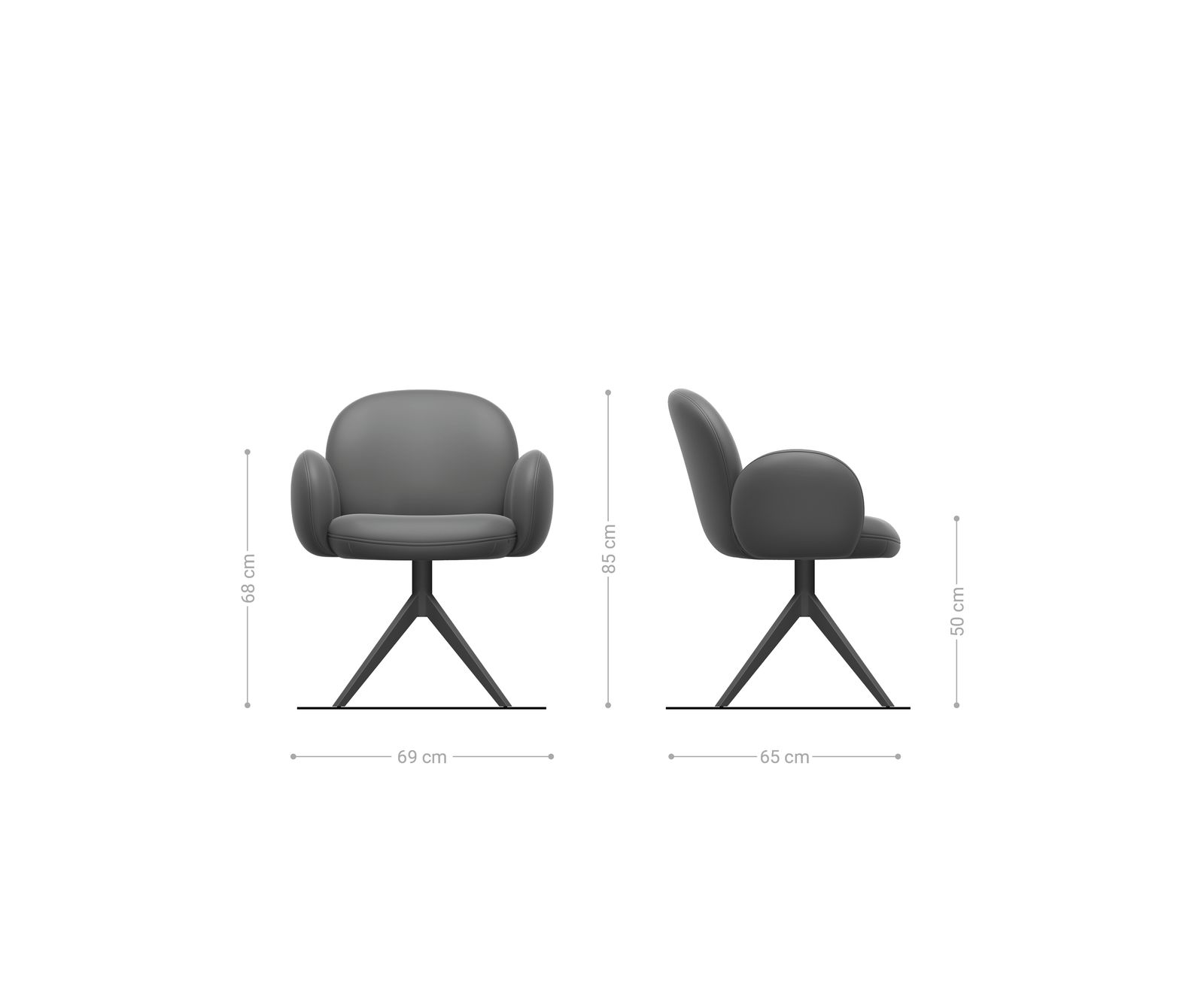 Draaistoel Nube-Flex met armleuning zachte stof met structuur grijs kruisframe breed afwerking met titanium 360° draaibaar rocker-functie pocketveer kern 6