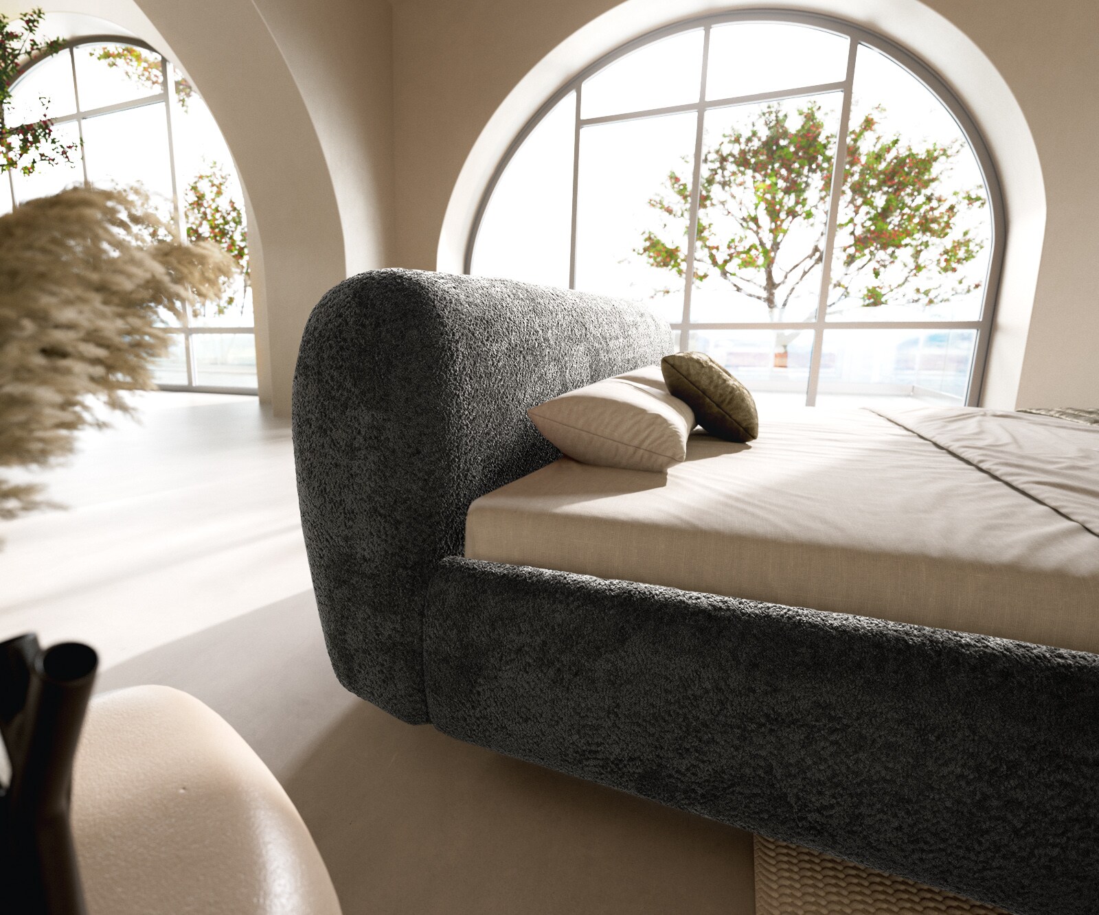 Gestoffeerd.bed Shona 180x200 cm teddy stof grijs 5