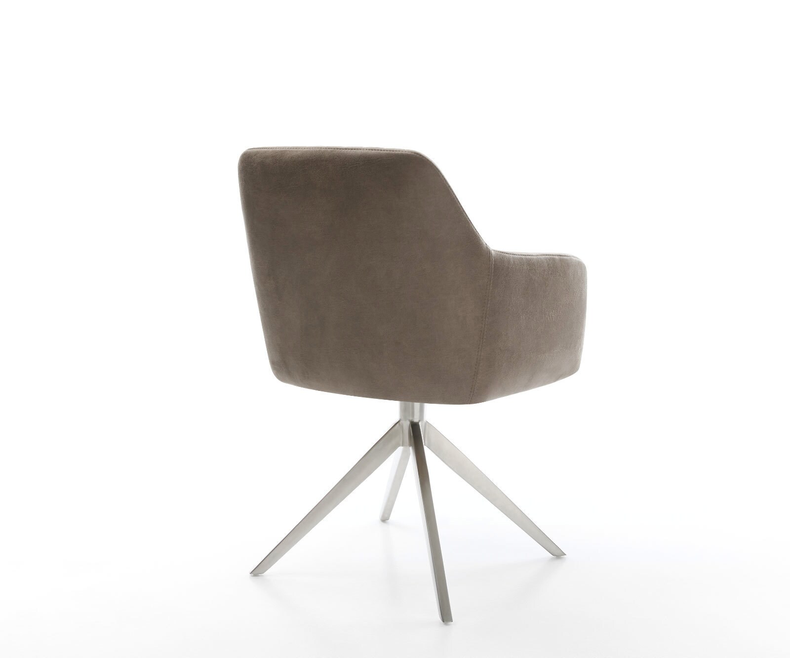 Eetkamerstoel Greg-Flex microvelours taupe vintage kruisframe breed roestvrij staal pocketveer kern 4