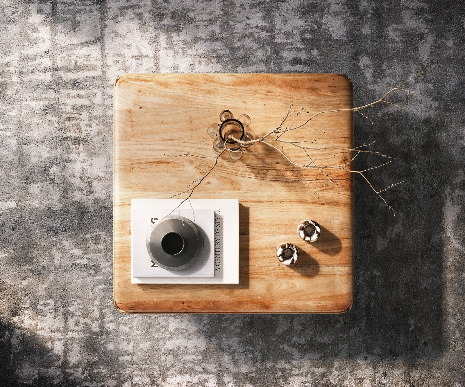 Salontafel Shavani 90x90 cm natuur acacia 2 laden metaal zwart 3 Salontafel Shavani 90x90 cm natuur acacia 2 laden metaal zwart 3