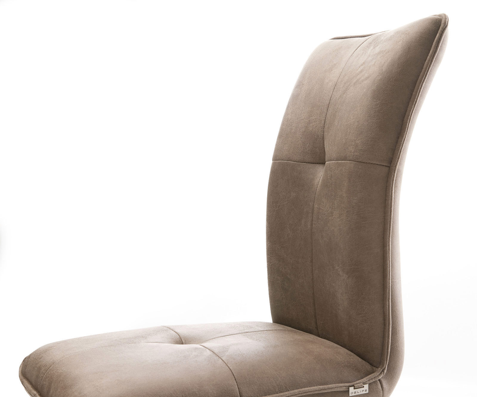 Eetkamerstoel Maddy-Flex microvelours taupe vintage 4-poot conisch zwart 3 Eetkamerstoel Maddy-Flex microvelours taupe vintage 4-poot conisch zwart 3