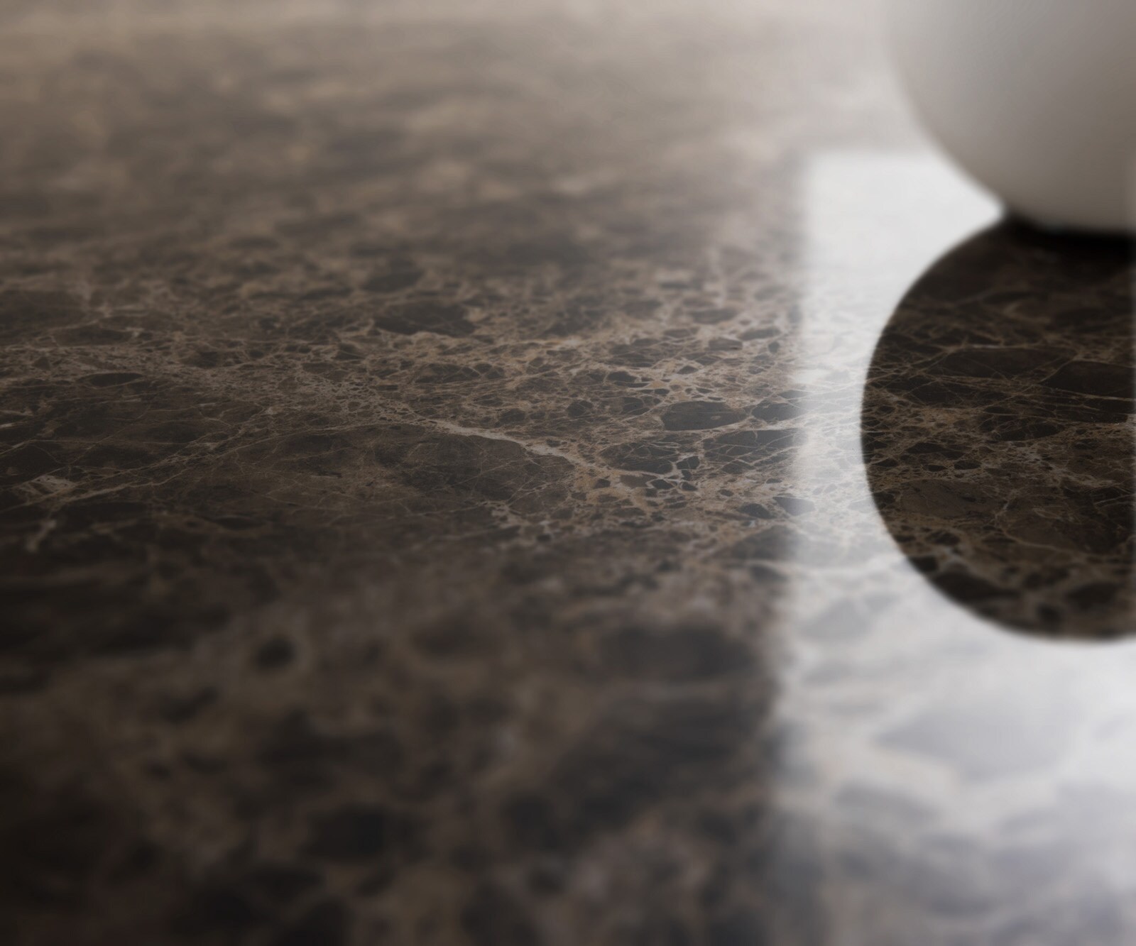 Consoletafel Edge Bootvorm 140x40 cm Keramiek Emperador Extra Lucidato Dunkelbraun Conos Metaal Effektfinish Titan 4