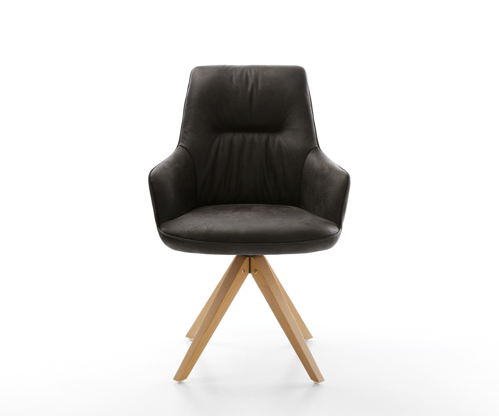 Draaistoel Zelia-Flex met armleuning microvelours antraciet vintage houten frame hoekig natuur 180° drehbar pocketveer kern 2