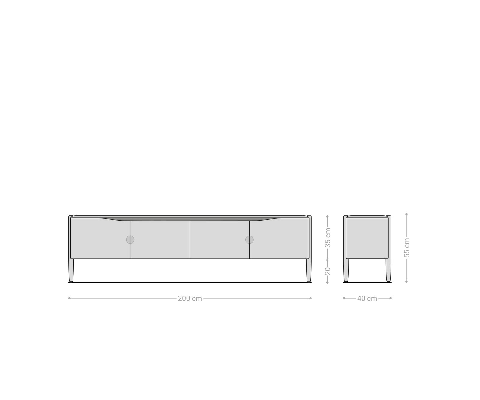 Tv-meubel Simcha 200 cm natuur acacia 4 deuren 8