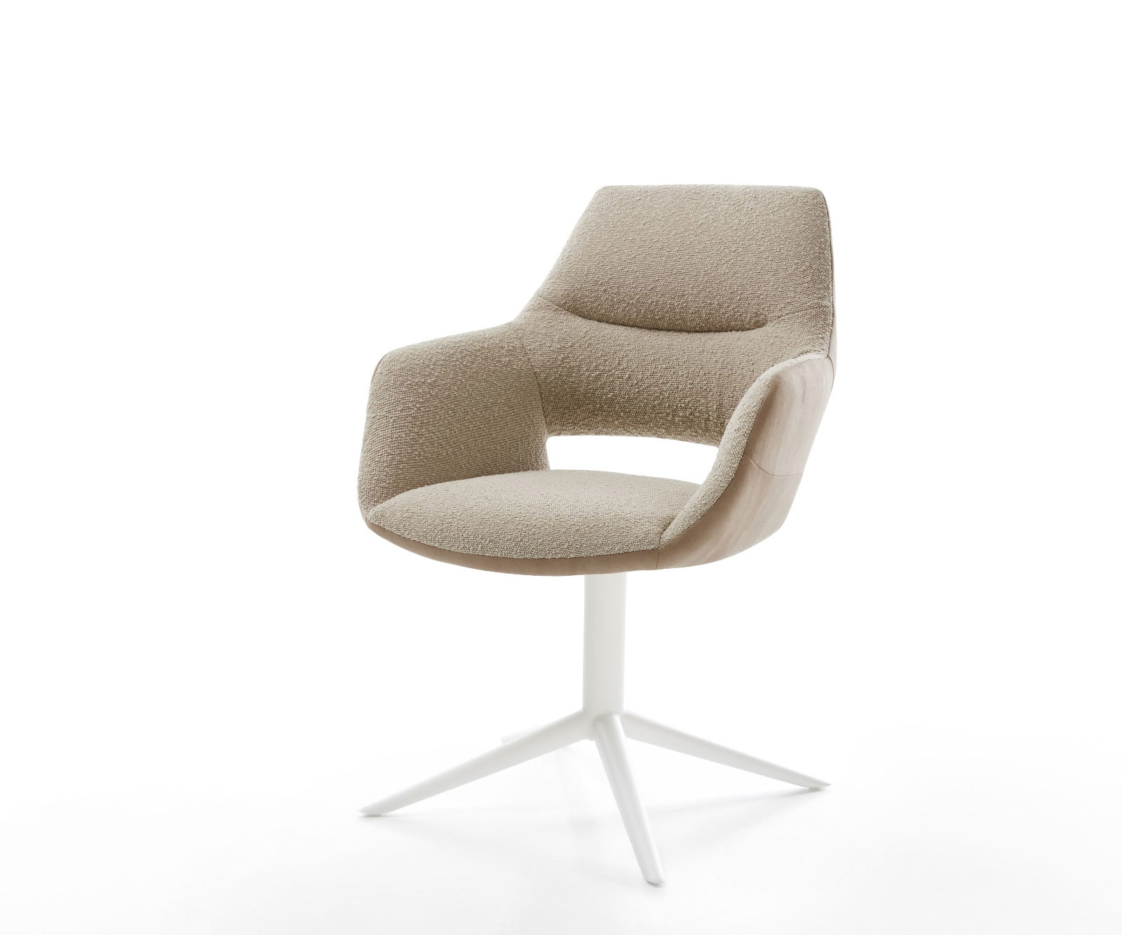 Draaistoel Yago-Flex met armleuning materiaalmix mud kruispoot wit 360° draaibaar rocker-functie pocketveer kern