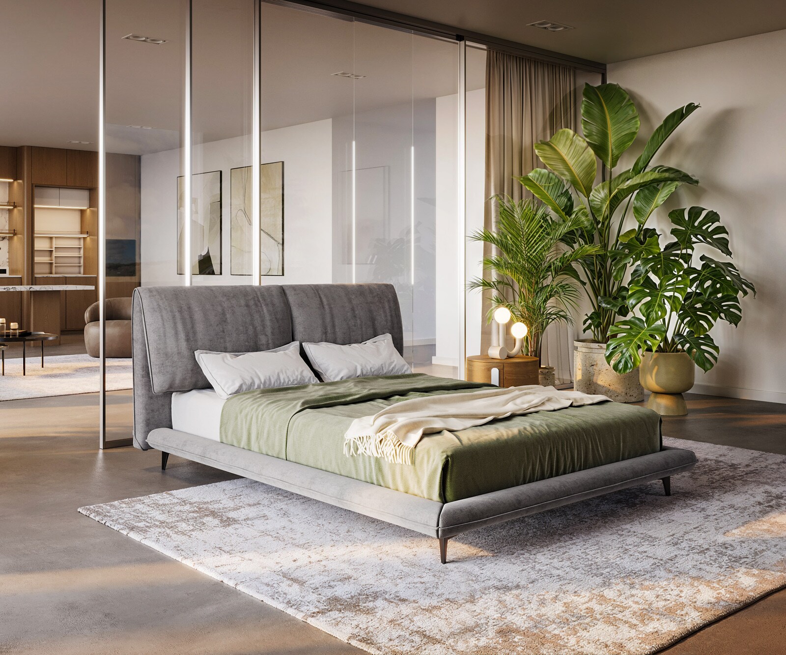 Bedframe Cusino 140x200 cm microvezel grijs