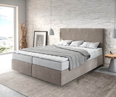 Boxspring-bed Dream-Well 160x200 cm Beige Microvezel stof