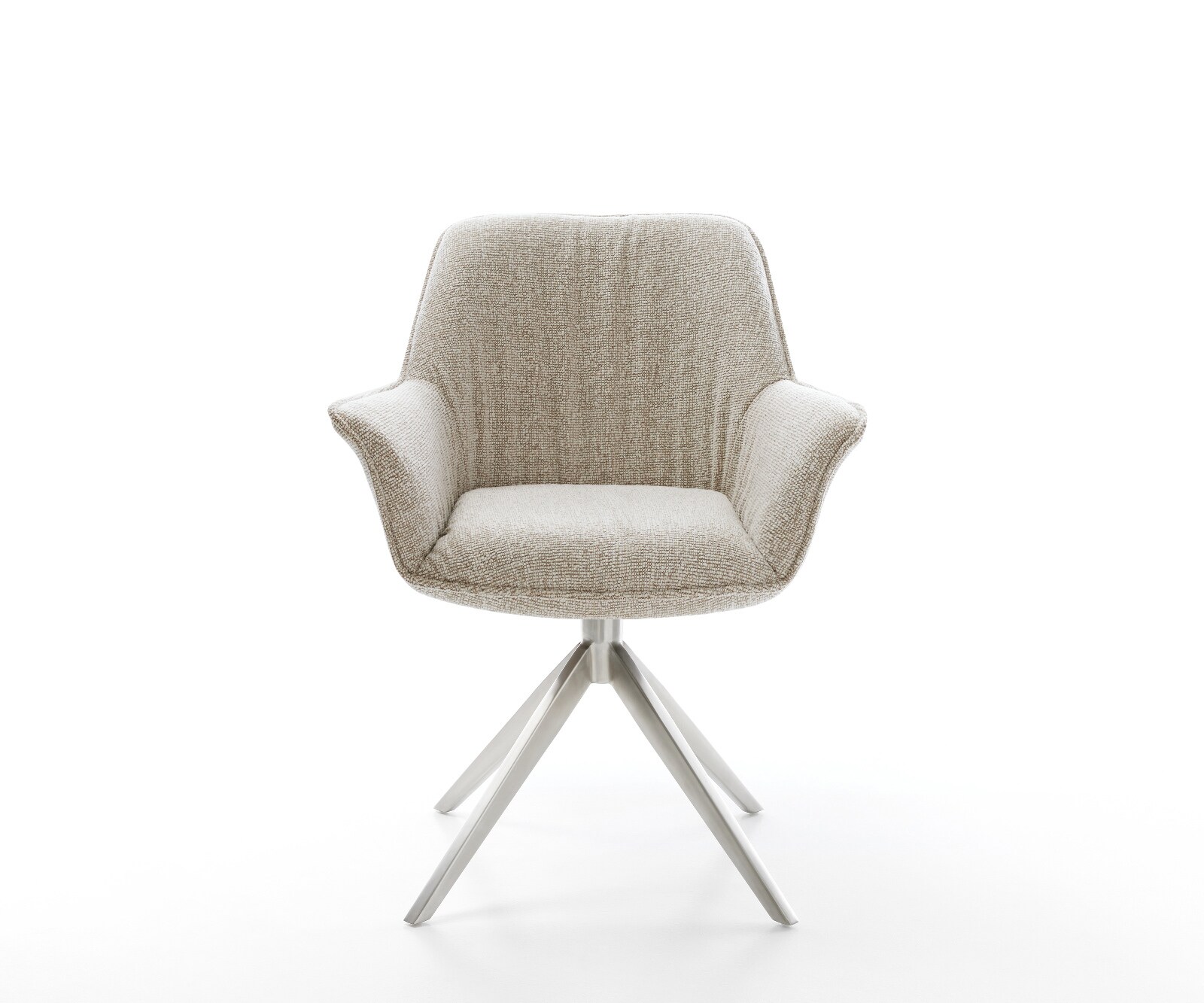 Draaistoel Keila-Flex met armleuning geweven stof beige kruisframe breed roestvrij staal 360° draaibaar rocker-functie 1