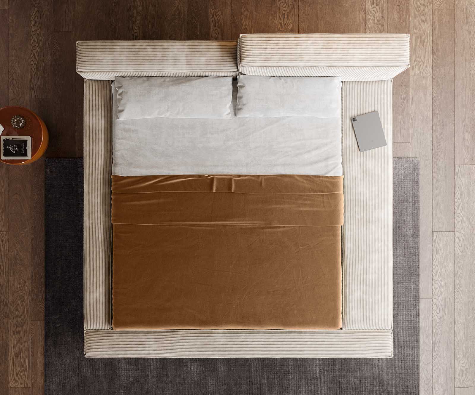 Bedframe met bekleding Kalinea 180x200 cm Cord Beige 4
