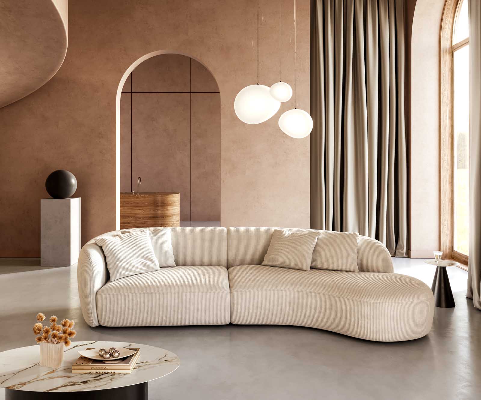 Zitbank Mairi 330x160 cm Snoer Beige 1