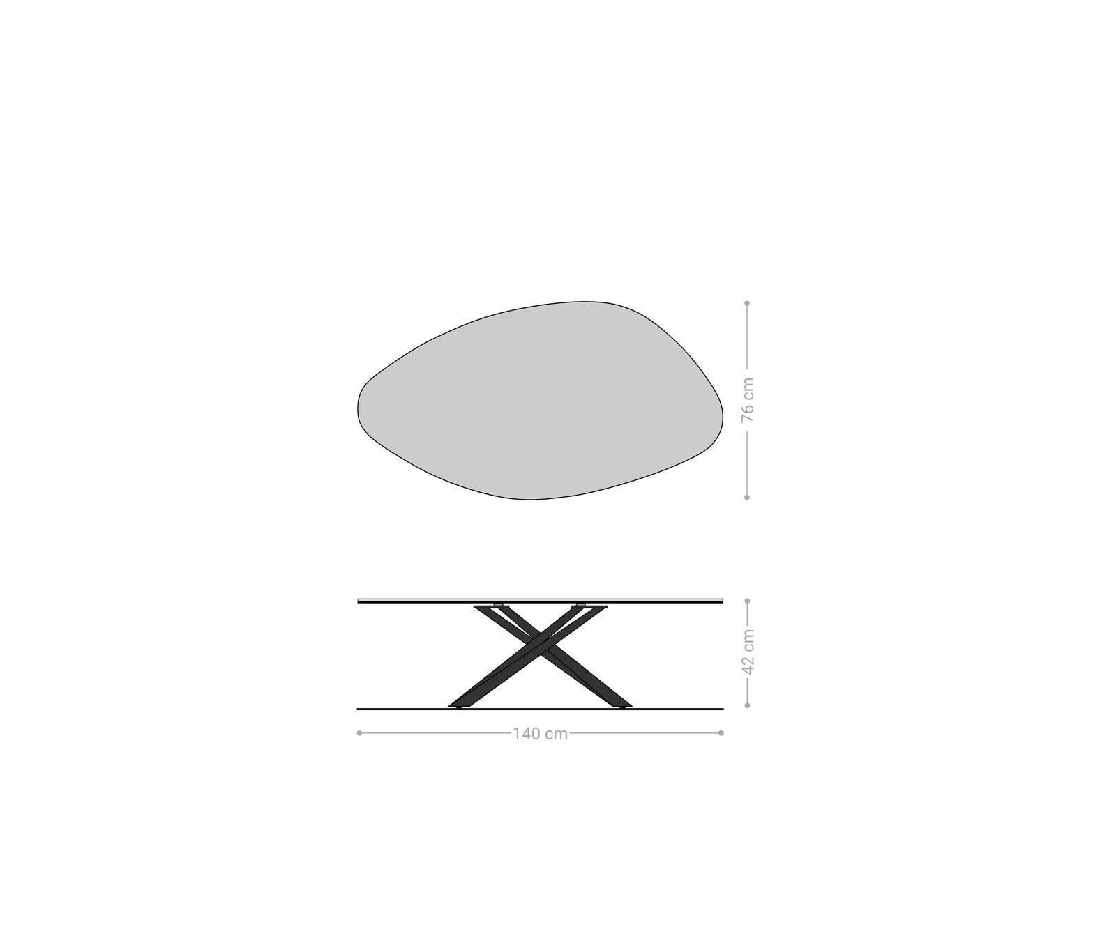 Salontafel Edge Organisch 140x76 cm keramiek Minas Melange Sarity Metall effectafwerking titaan 6