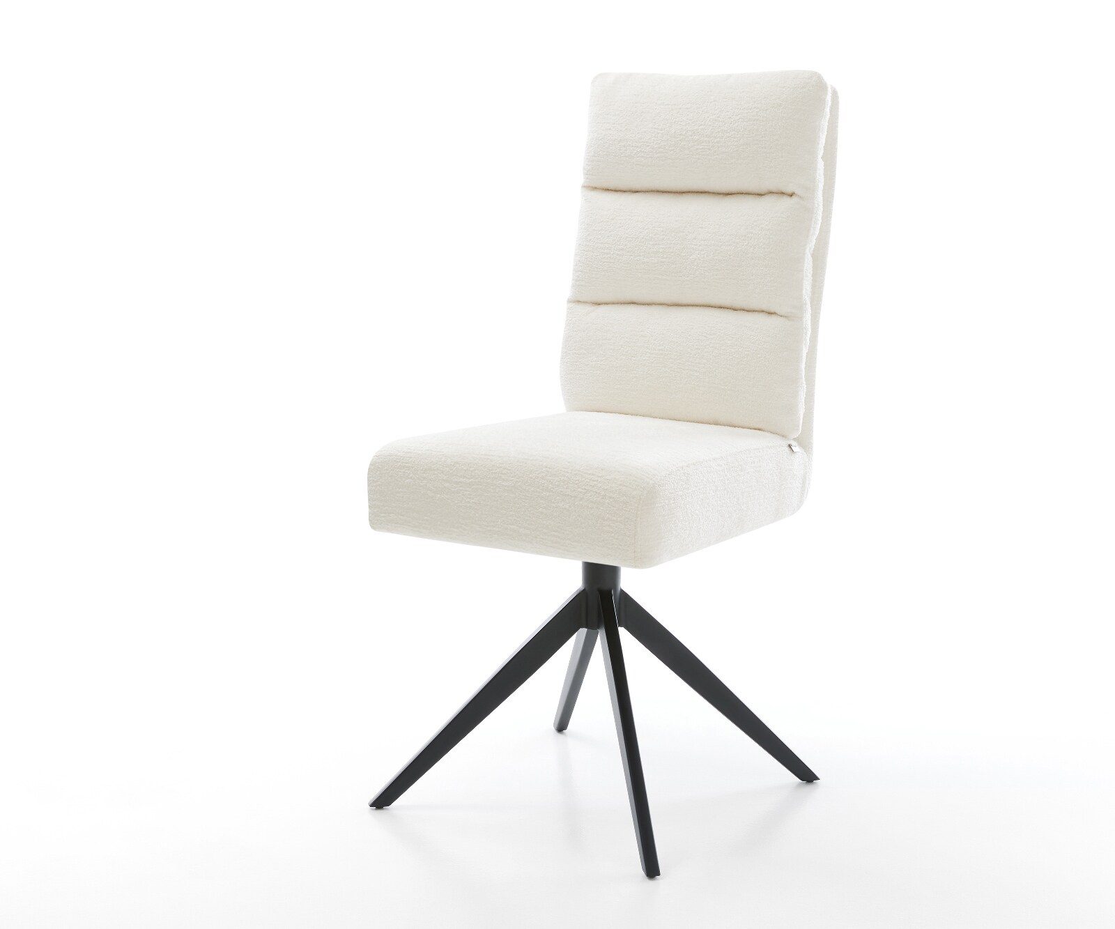 Draaistoel Pela-Flex bouclé zacht beige kruisframe breed zwart 360° draaibaar rocker-functie pocketveer kern 1