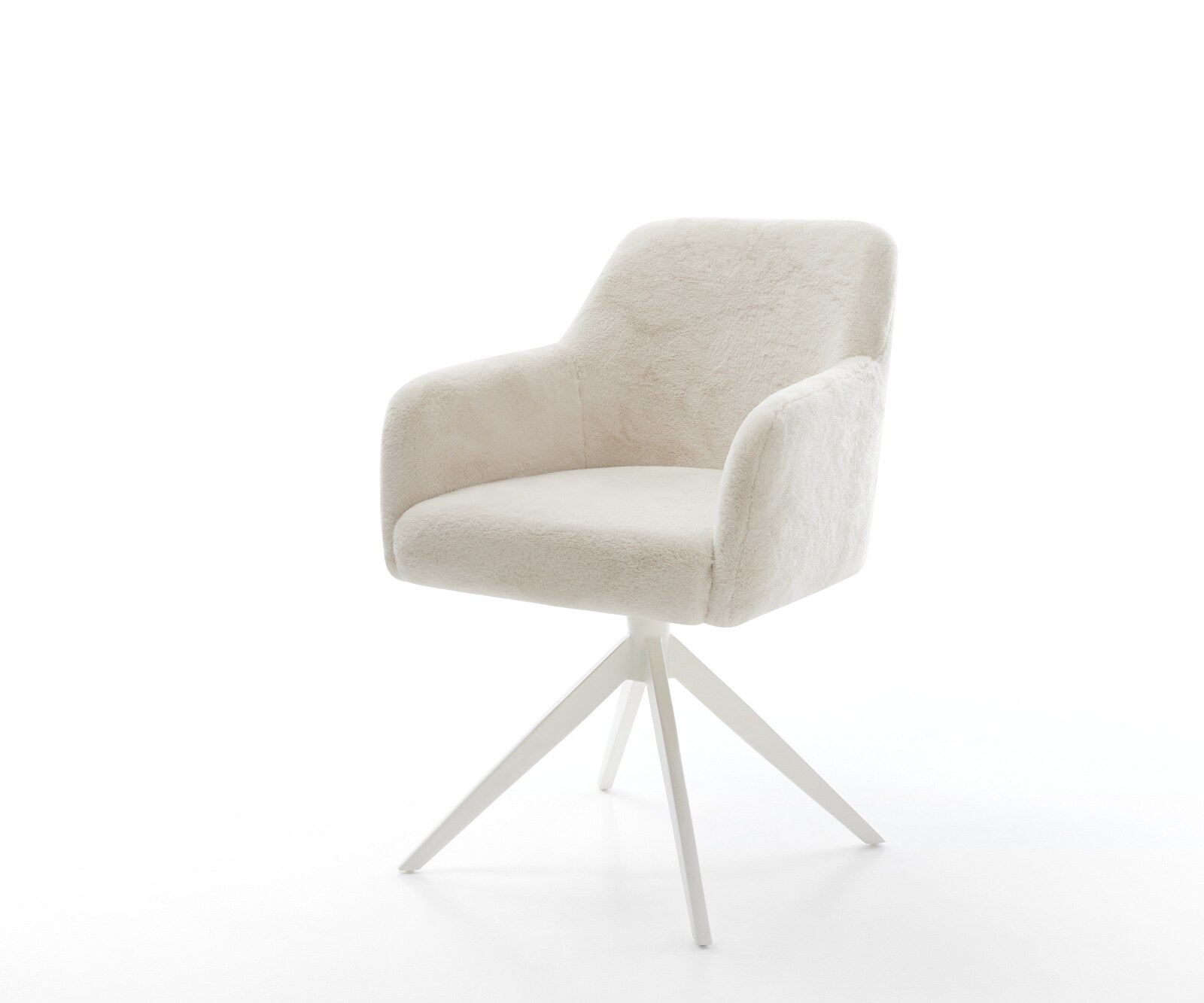 Draaistoel Greg-Flex pluchen crème-wit kruisframe breed wit 360° draaibaar rocker-functie pocketveer kern 1