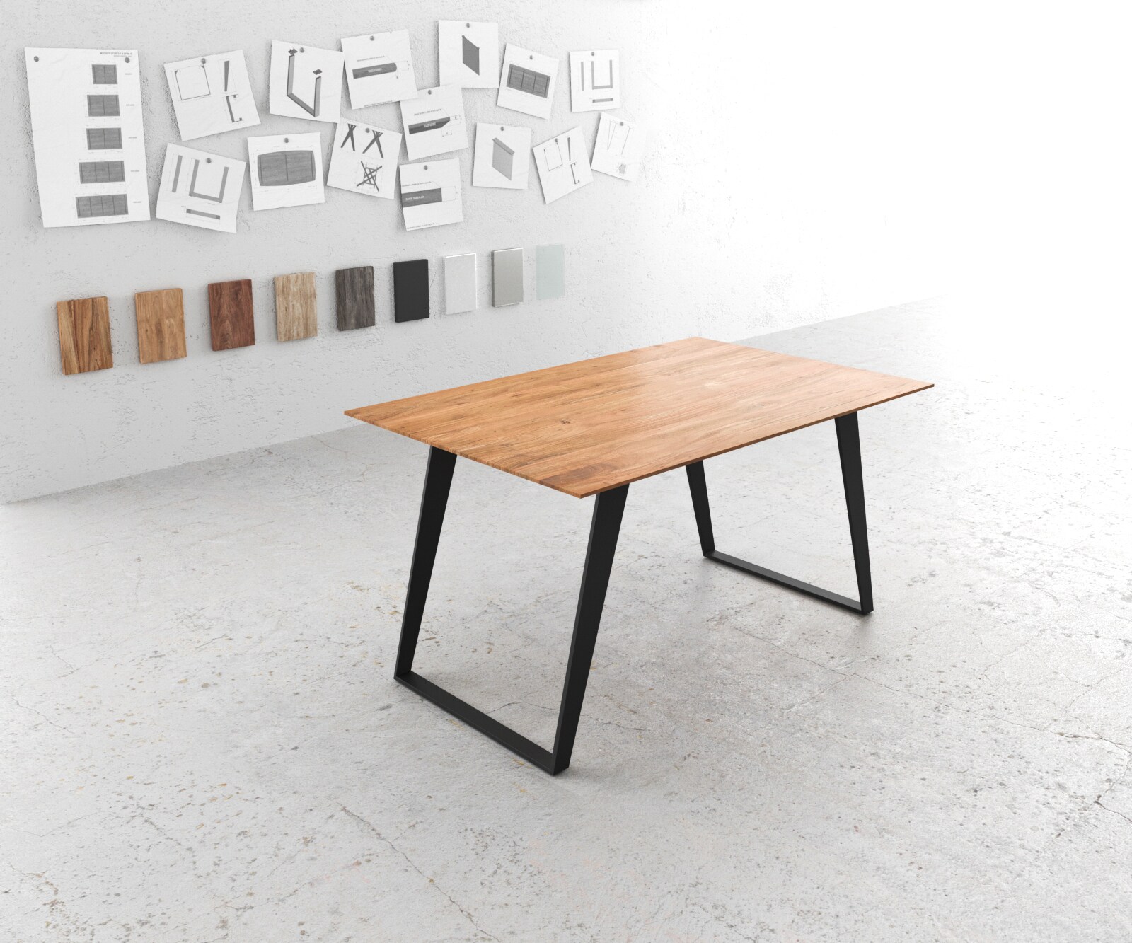 Eettafel Edge 140x90 acacia natuur metaal schuin Zwitserse rand Eettafel Edge 140x90 acacia natuur metaal schuin Zwitserse rand