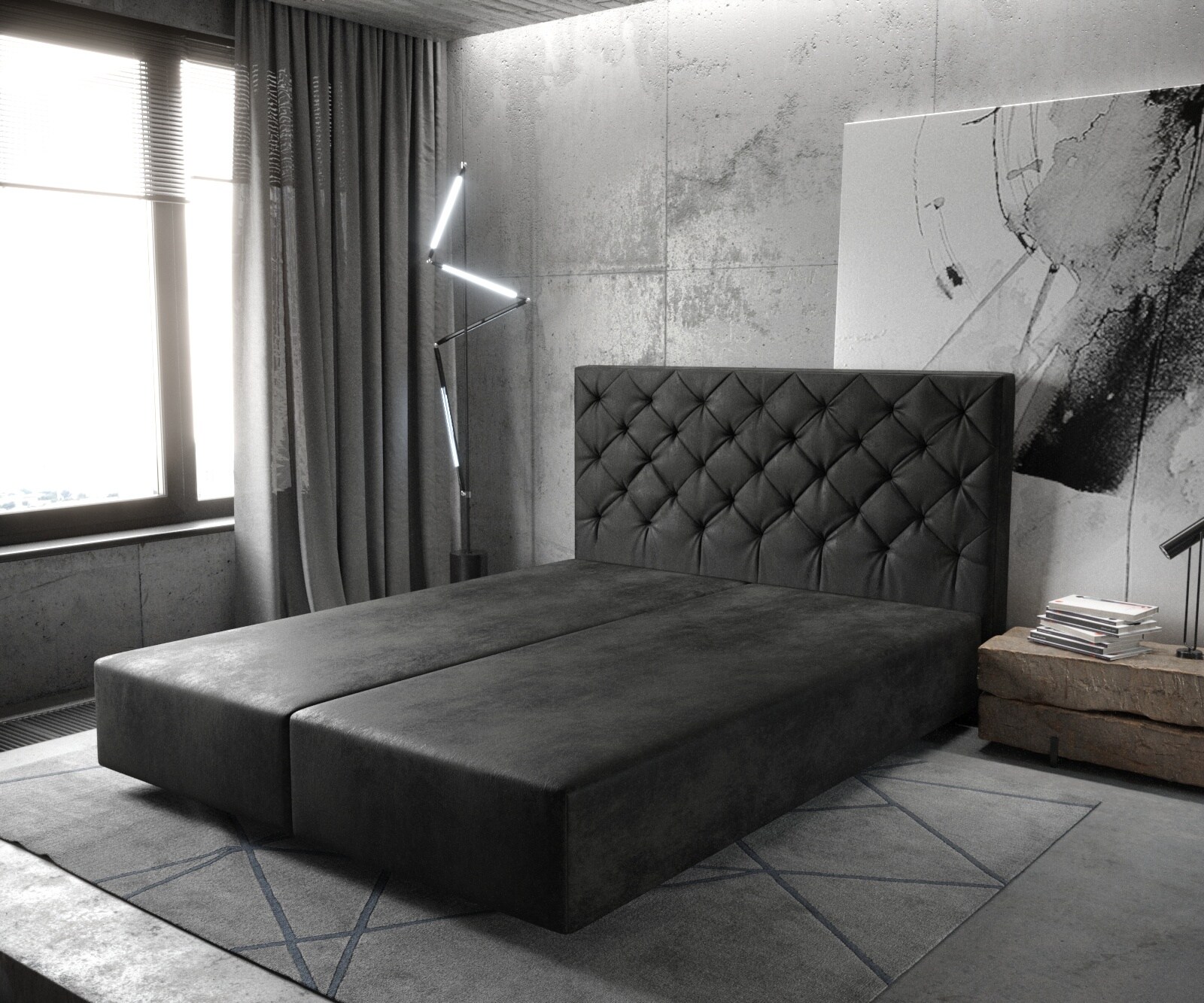 Boxspring-frame Dream-Great 160x200 microvezel antraciet Vintage 1