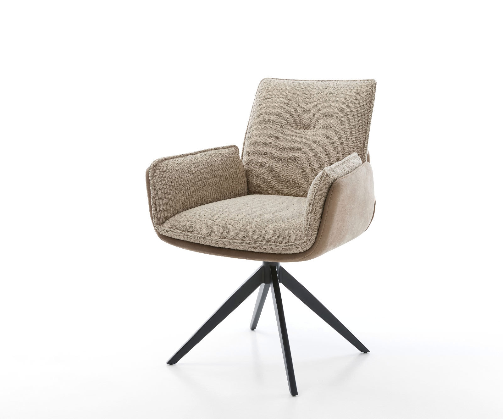 Draaistoel Nela-Flex microvelours mud vintage kruisframe breed zwart 360° draaibaar rocker-functie