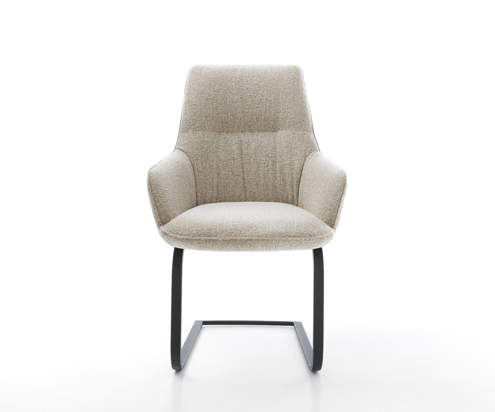 Sledemodel Zelia-Flex met armleuning geweven stof beige sledemodel vlak zwart pocketveer kern 1