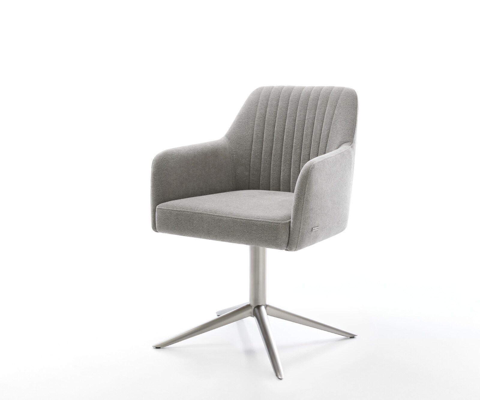 Draaistoel Greg-Flex zachte stof met structuur grijs kruispoot roestvrij staal 360° draaibaar rocker-functie pocketveer kern 1