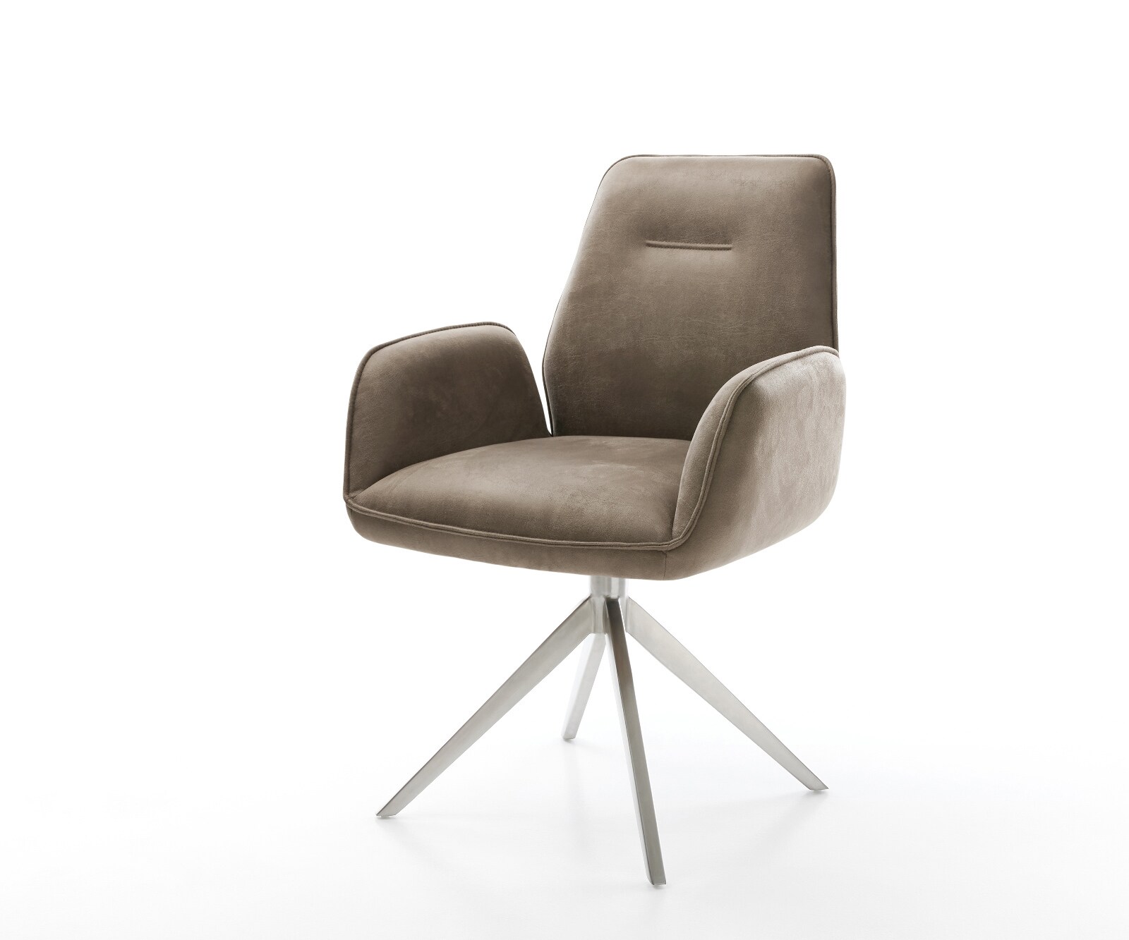 Draaistoel Zoa-Flex microvelours taupe vintage kruisframe breed roestvrij staal 360° draaibaar rocker-functie pocketveer kern